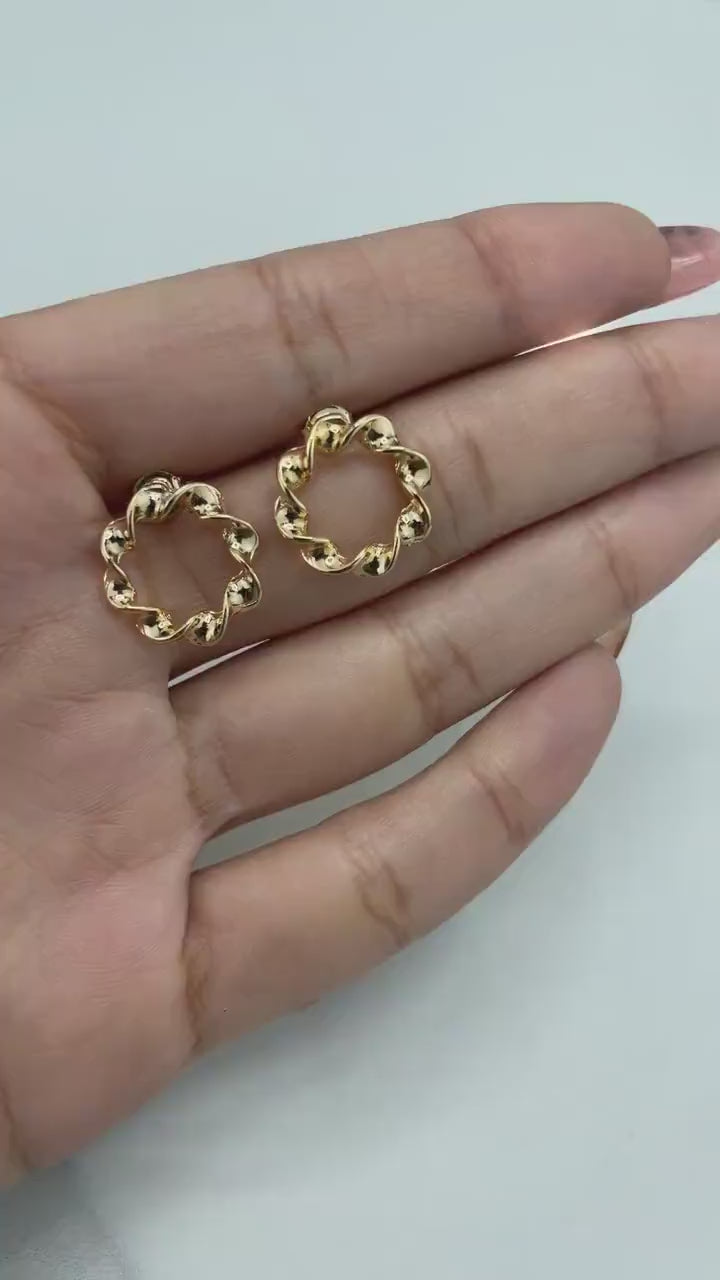 18k Gold Filled 15mm Twisted Hoops Shape Huggie Earrings, Wholesale Jewelry Making Supplies