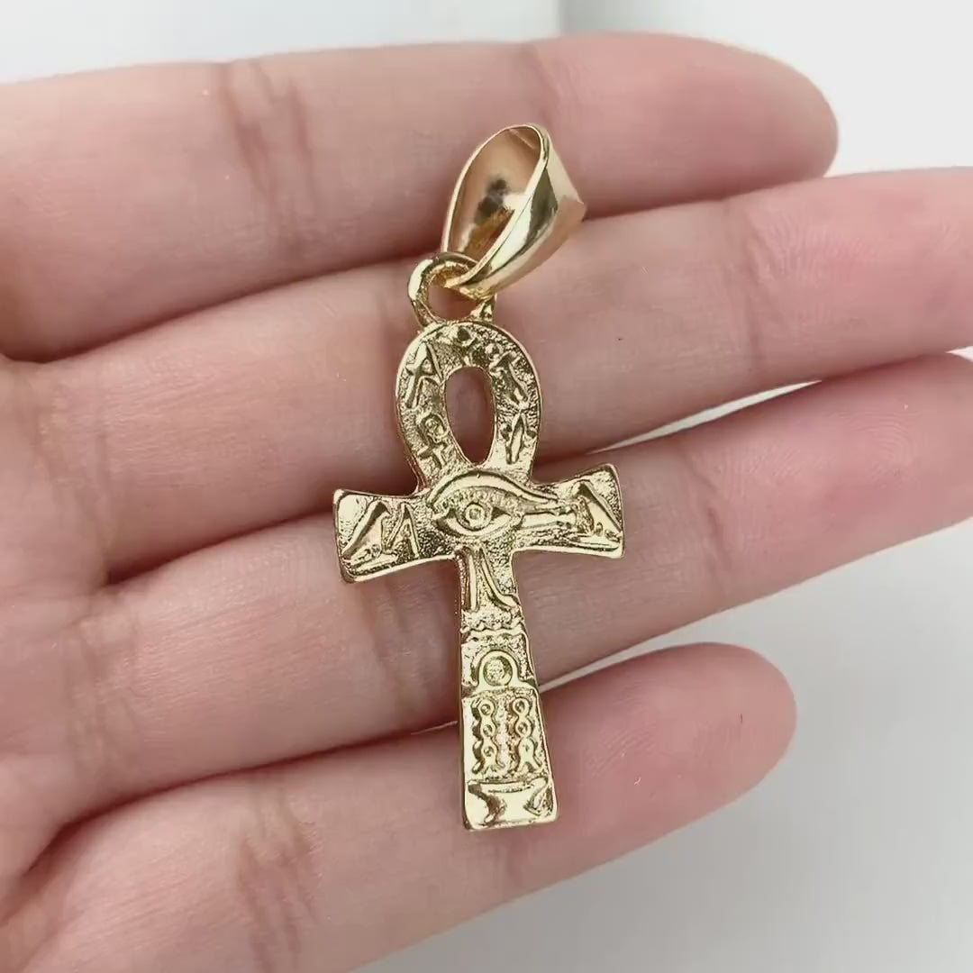 18k Gold Filled Fancy Talisman Ankh Cross Charm Wholesale Jewelry Supplies