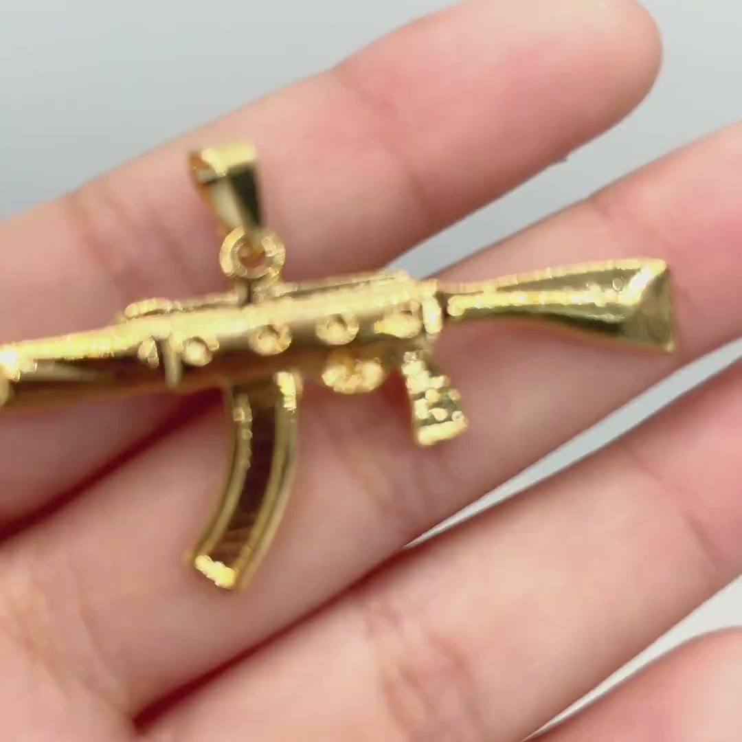 18k Gold Filled Machine Gun Rifle Pendant Charms, Men's Jewelry, Wholesale Jewelry Making Supplies