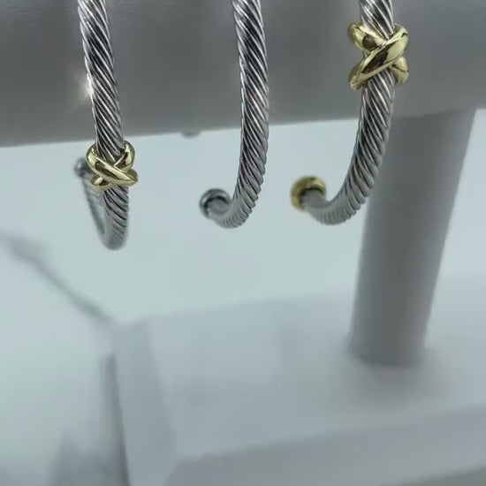 18k Gold Filled & Silver Filled Cable Cuff Bracelets, Triple Cross, Double Cross or Single Knot Bracelet, Wholesale Jewelry Making Supplies