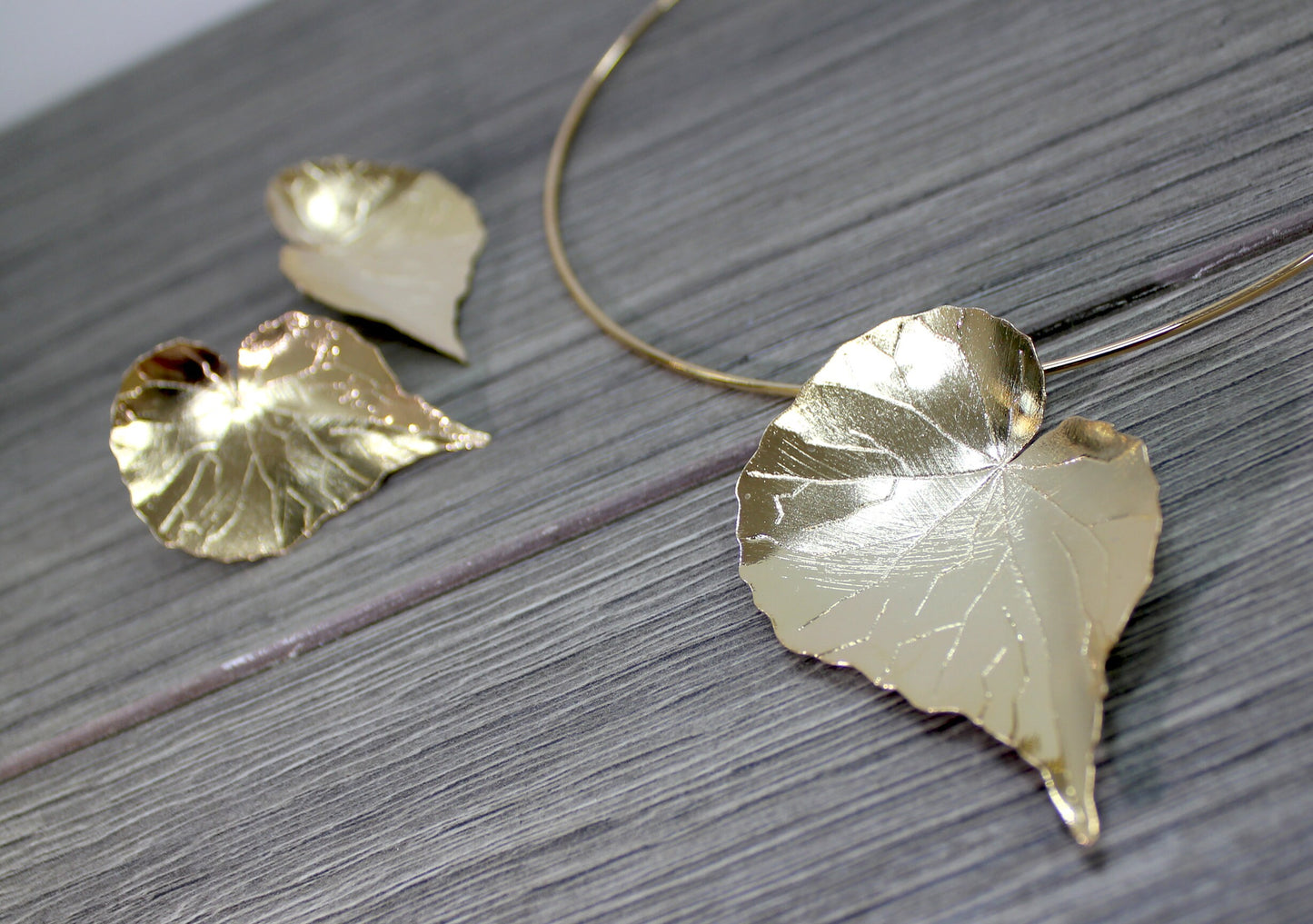 18k Gold Filled Fancy Leaf Chain Choker and Earrings Wholesale Jewelry Supplies