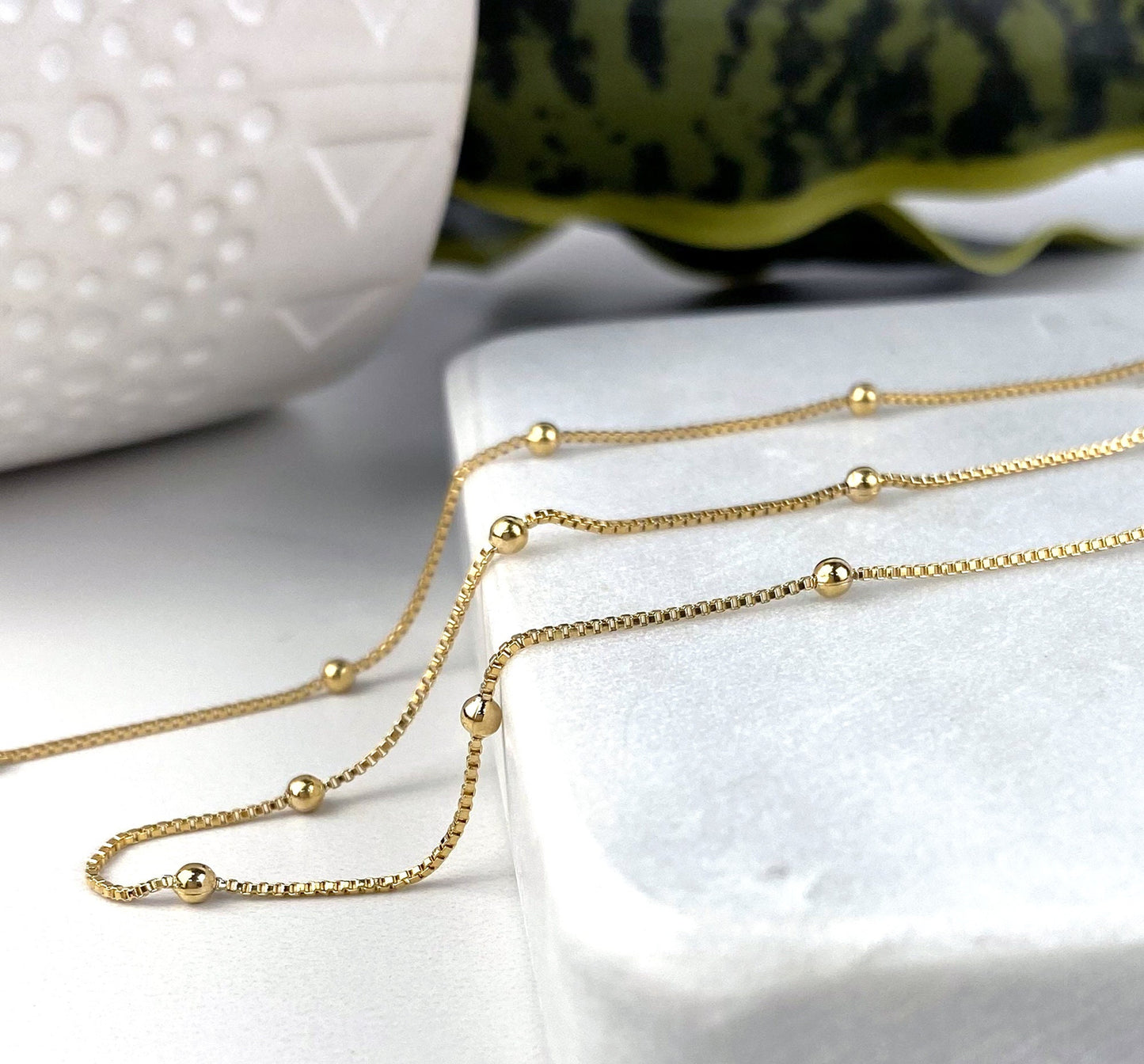 18k Gold Filled Box Chain Satellite 1mm Wholesale Jewelry Making Supplies