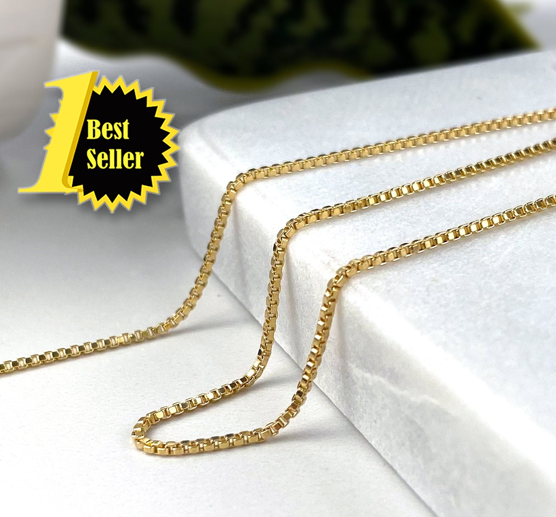 18k Gold Filled Fancy Box Chain 1mm, You May Add Extender Perfecting Your Size Wholesale Jewelry Making Supplies - Creative Styling Design