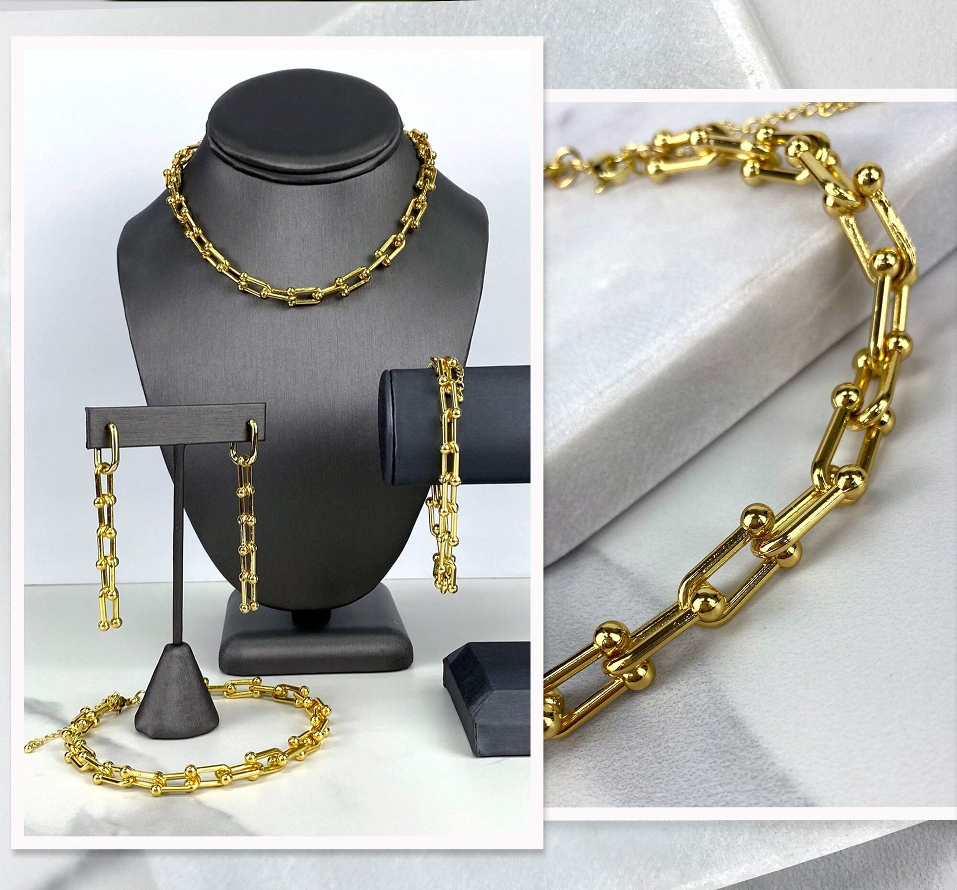 18k Gold Filled U Link Necklace 16 or 18 inches, Bracelet 7 or 8 inches and Anklet 11 inches, Wholesale Jewelry Supplies