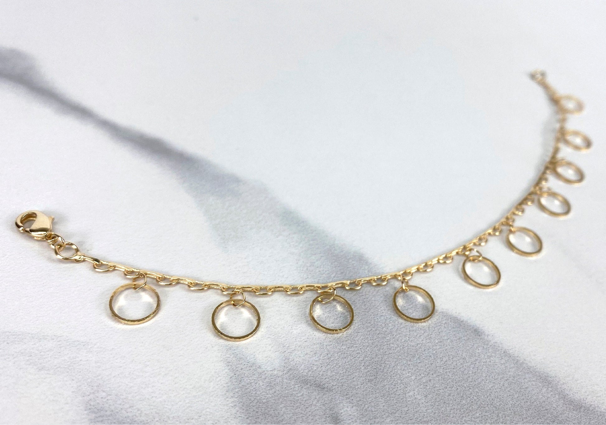 18k Gold Filled Fancy Delicate Circles Set Necklace 24 inches Long & Bracelet 8 inches Wholesale Jewelry Supplies