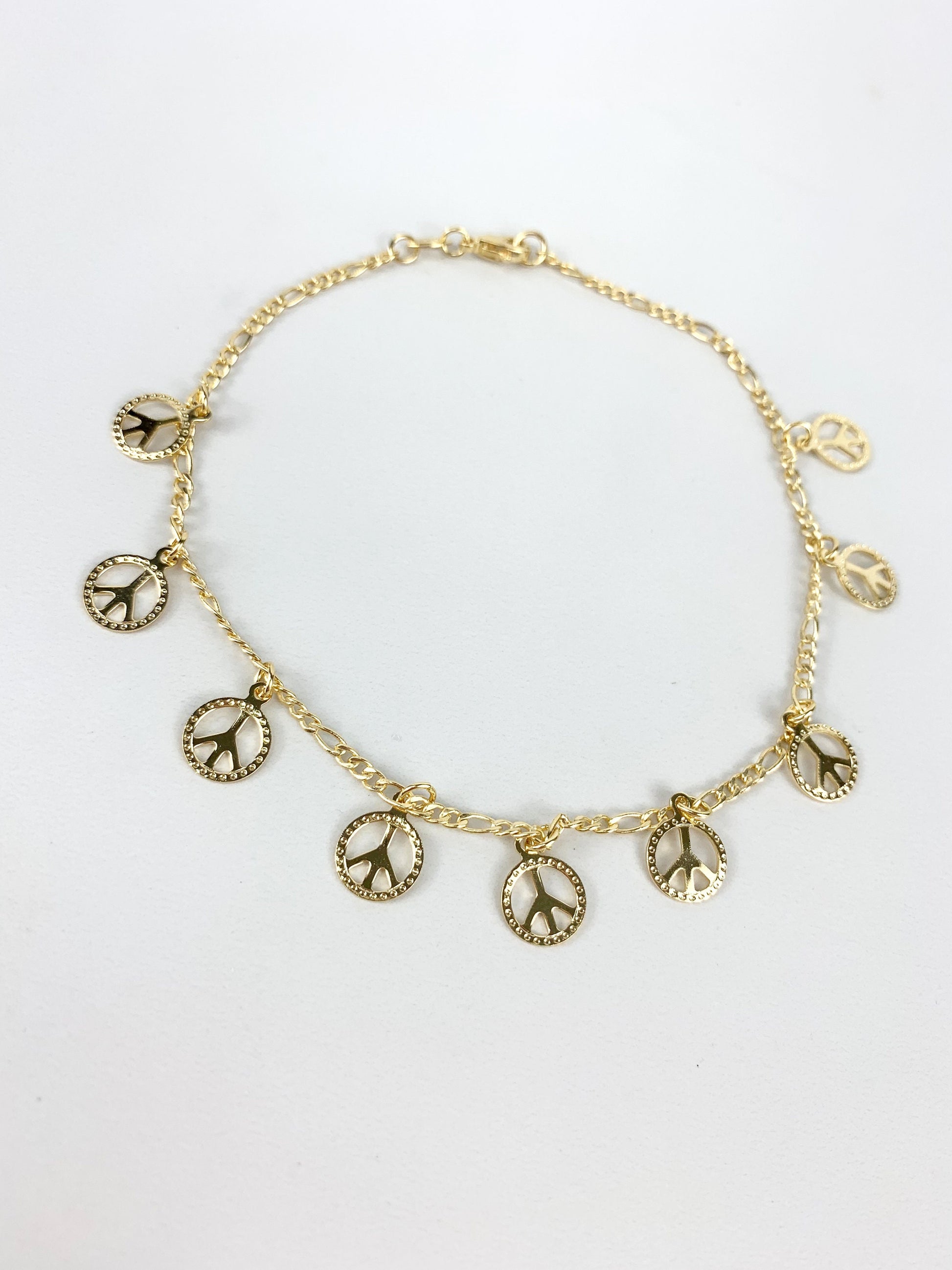 18k Gold Filled  Peace and Love Sign Anklet Wholesale and Jewelry Supplies
