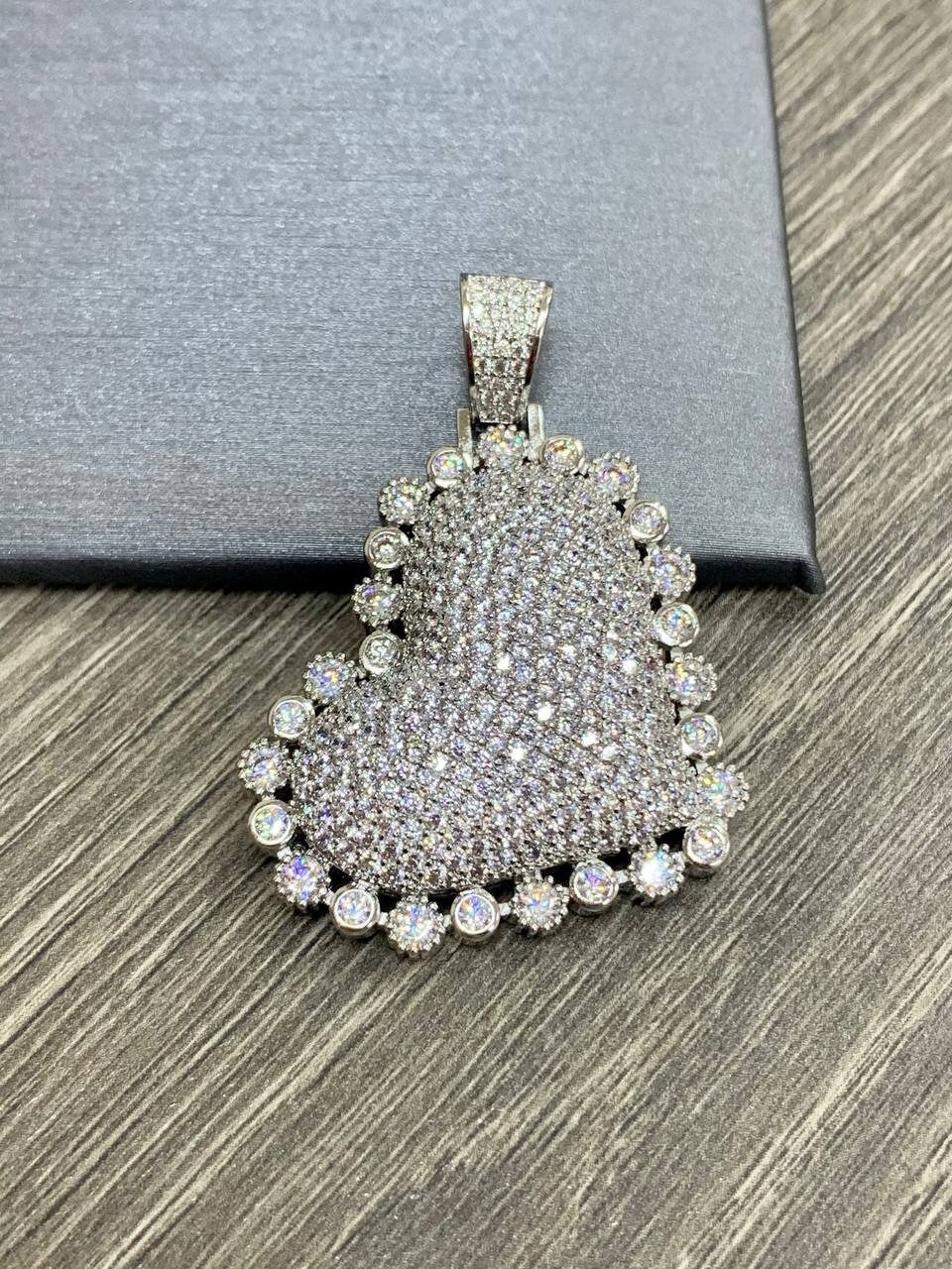 18k Gold Filled Cubic Zirconia, Pave, Heart Pendant Charms, Gold or Silver, Wholesale Jewelry Making Supplies