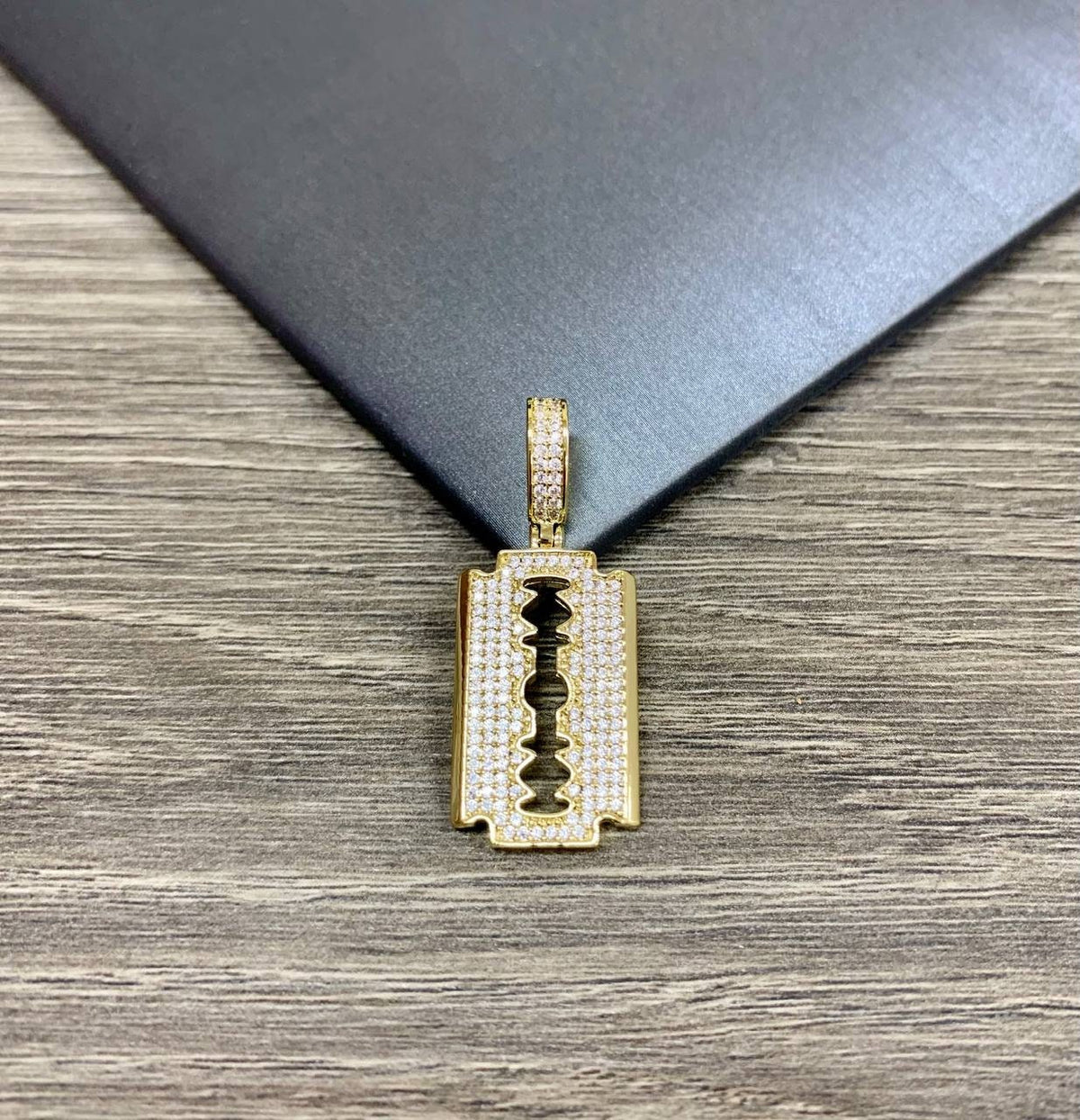 18k Gold Filled Fancy Micro Cubic Zirconia Razor Blade Charms Wholesale Jewelry Supplies