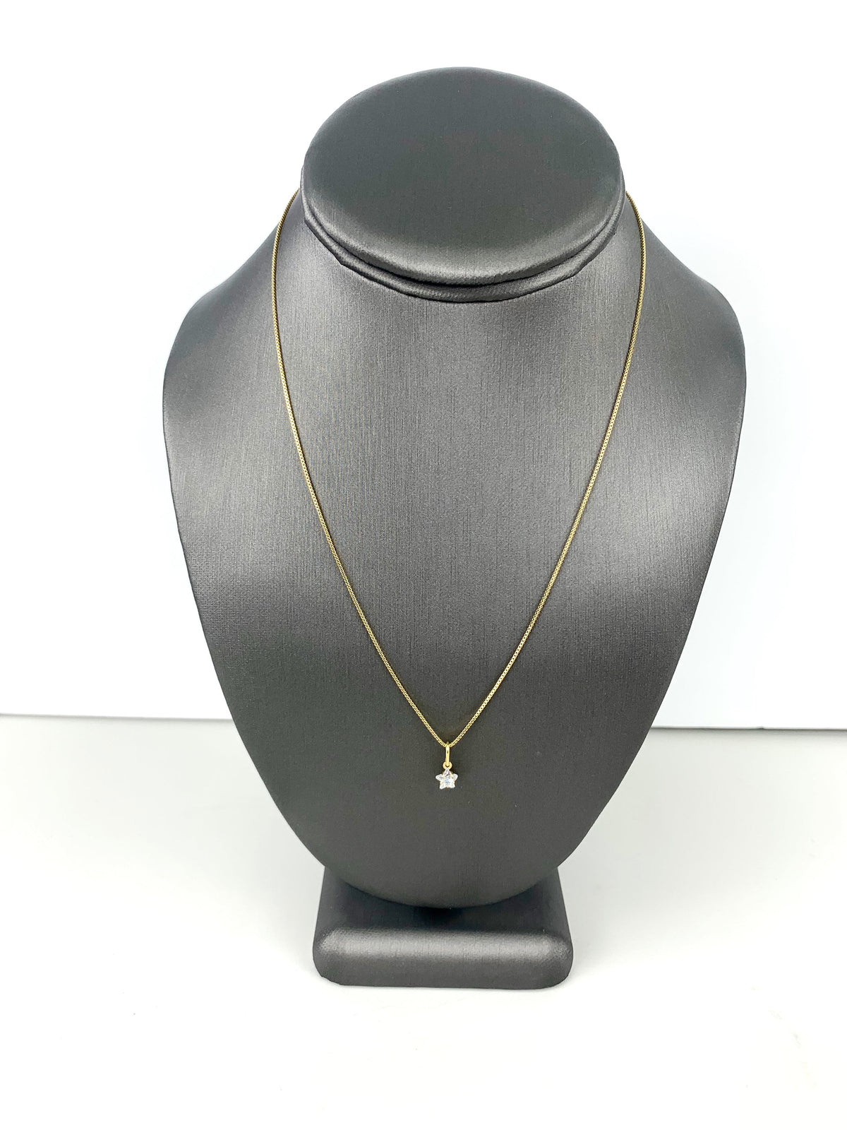 18k Gold Filled 1mm Box Chain with Pettie Clear Cubic Zirconia Star Shape Design Charm & Earrings Set, Wholesale Jewelry Making Supplies