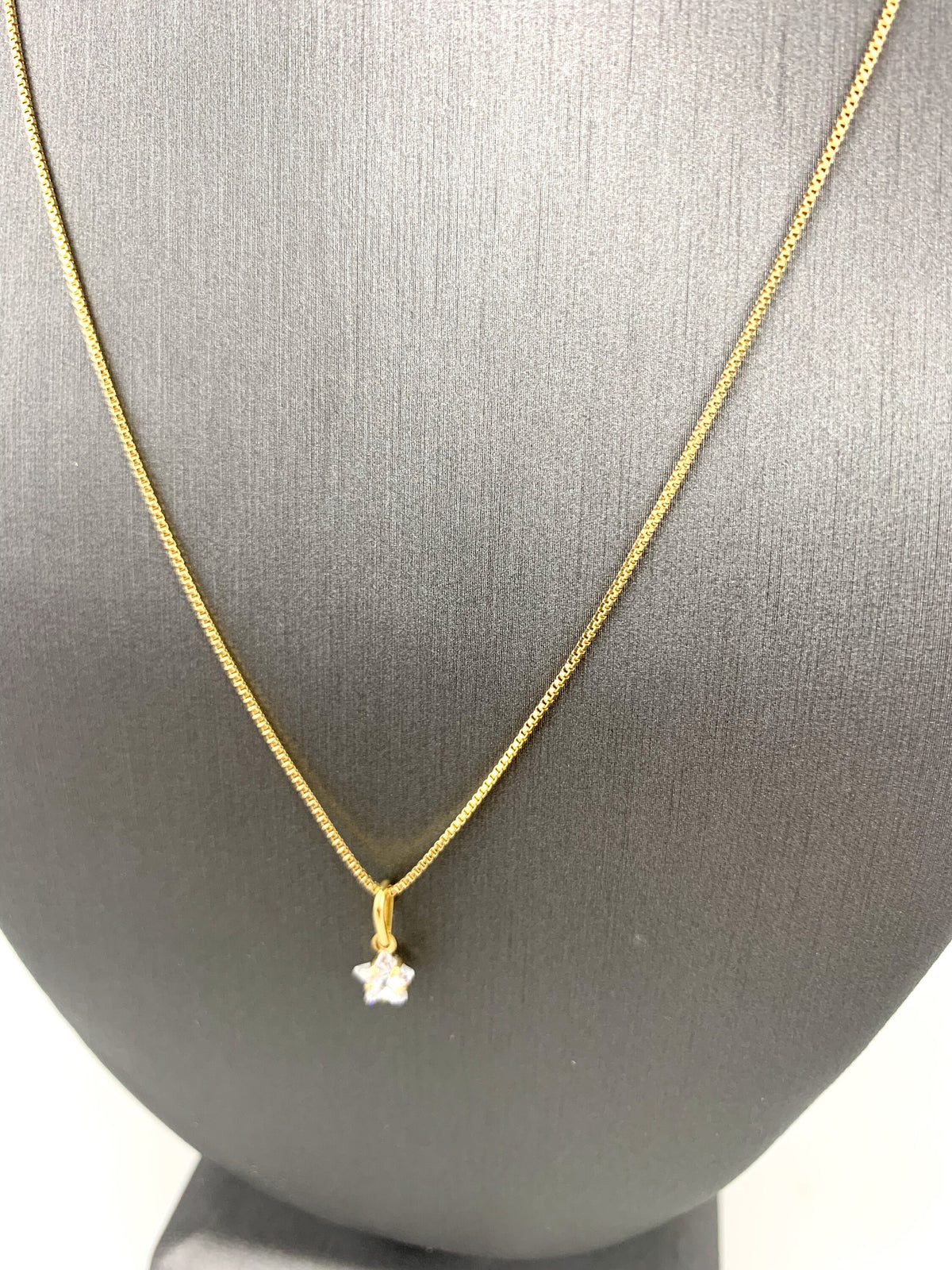 18k Gold Filled 1mm Box Chain with Pettie Clear Cubic Zirconia Star Shape Design Charm & Earrings Set, Wholesale Jewelry Making Supplies