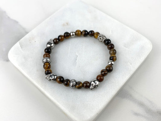 Brown with Silver Filled Caravel Elastic Bracelet Wholesale Jewelry Supplies