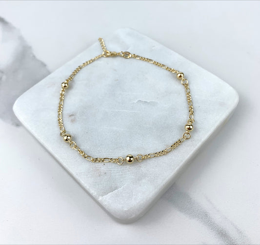 18k Gold Filled  Mariner Link Chain Balls 12 inches Anklet Wholesale Jewelry Supplies