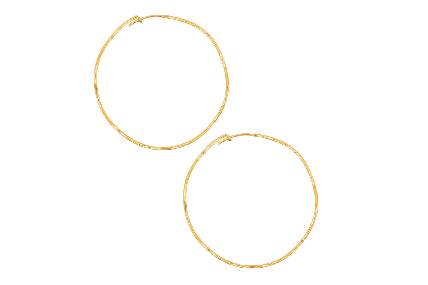 18k Gold Filled 52mm Waved Hoop Earrings, 2mm Thickness, Wholesale Jewelry Making Supplies