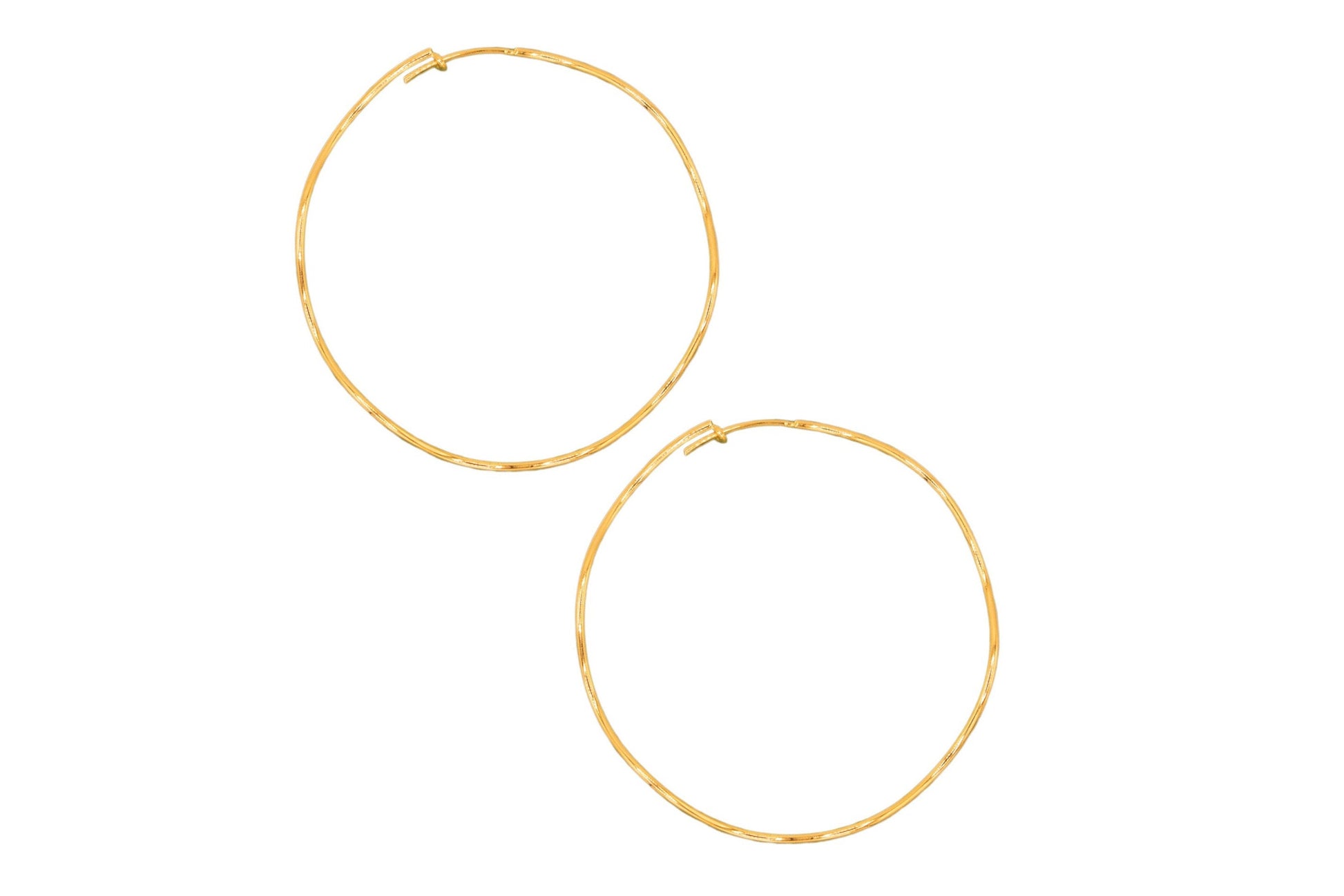 18k Gold Filled 52mm Waved Hoop Earrings, 2mm Thickness, Wholesale Jewelry Making Supplies