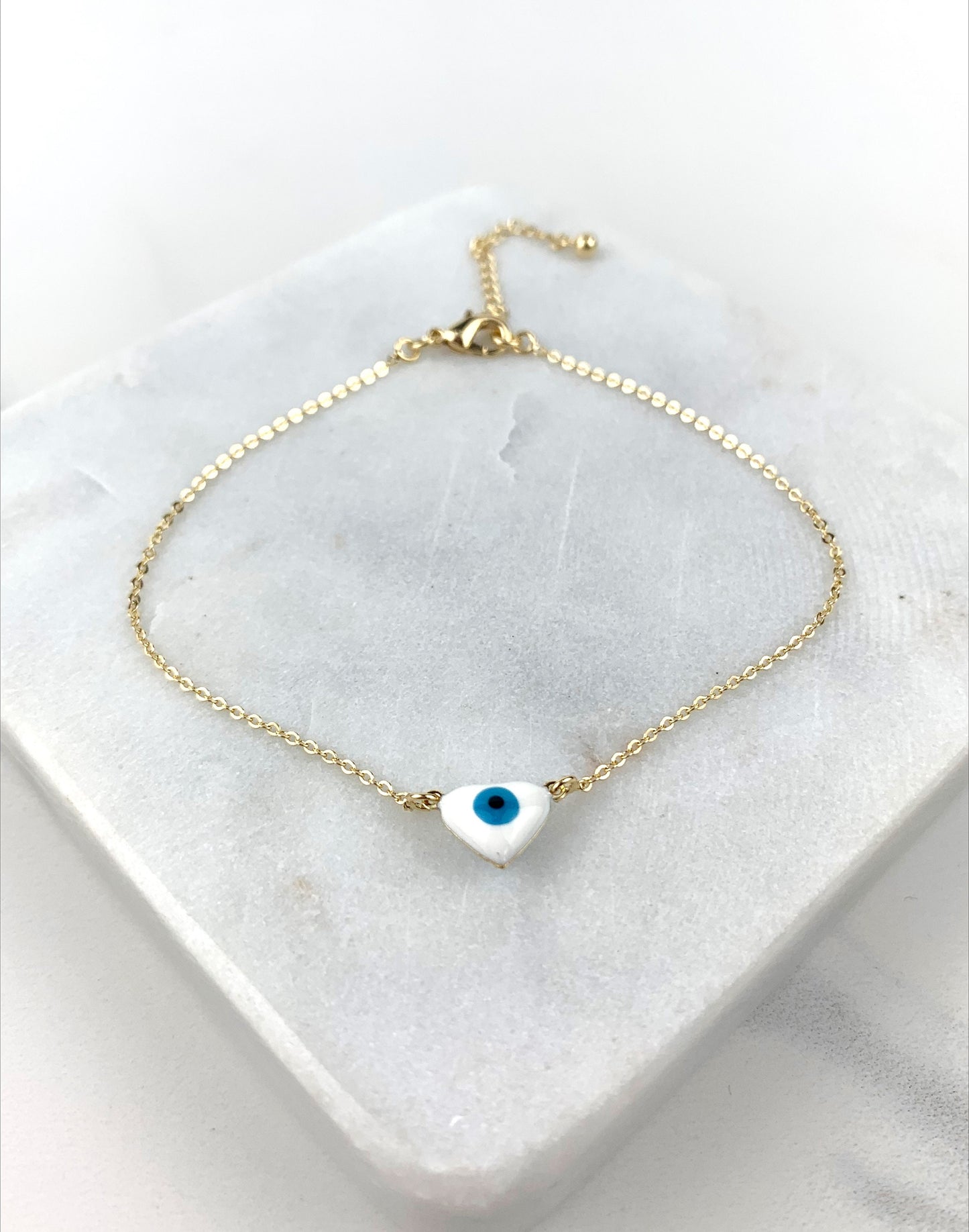 18k Gold Filled Delicate Blue Greek Eye Lucky and Protection Bracelet Wholesale Jewelry Supplies