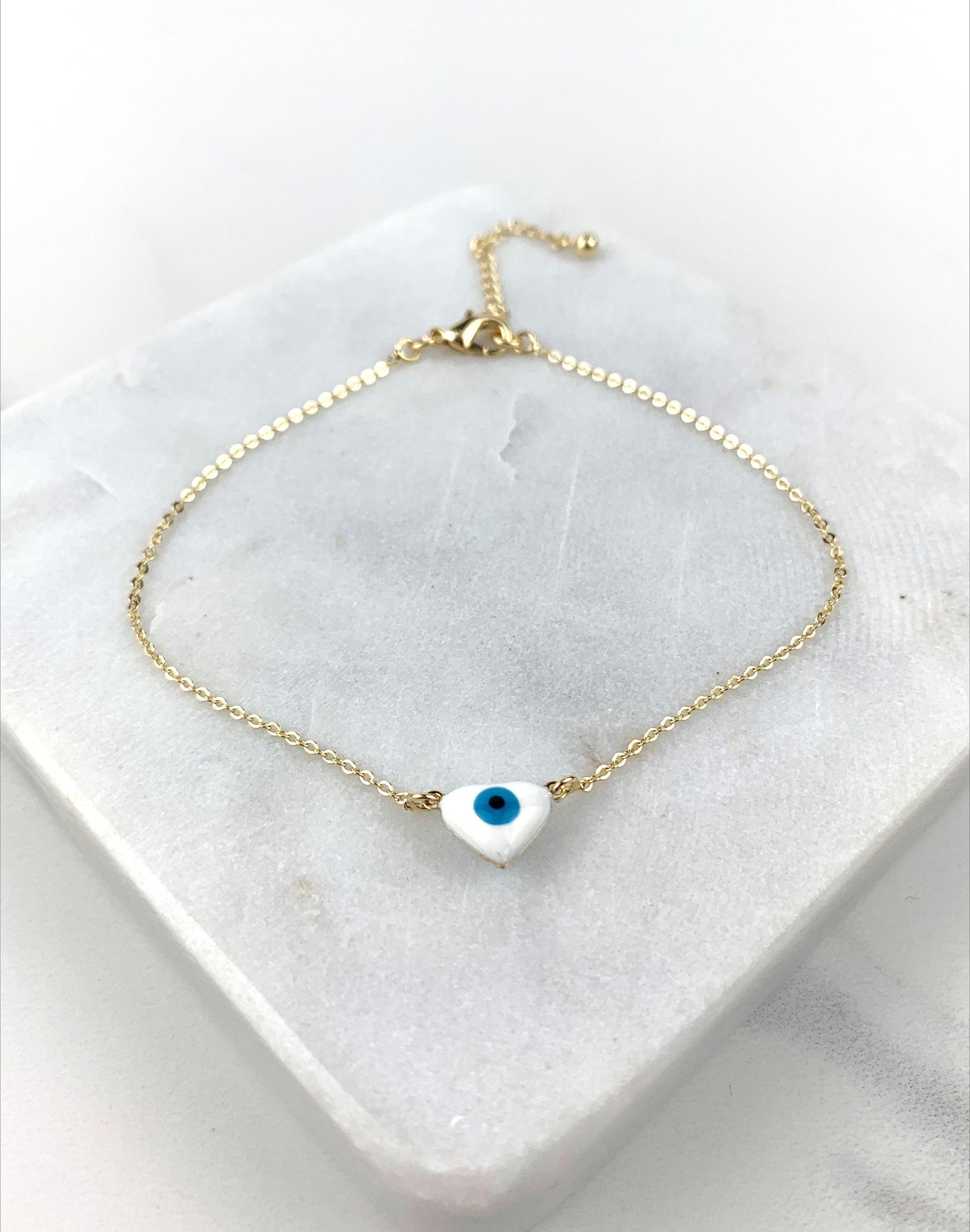 18k Gold Filled Delicate Blue Greek Eye Lucky and Protection Bracelet Wholesale Jewelry Supplies