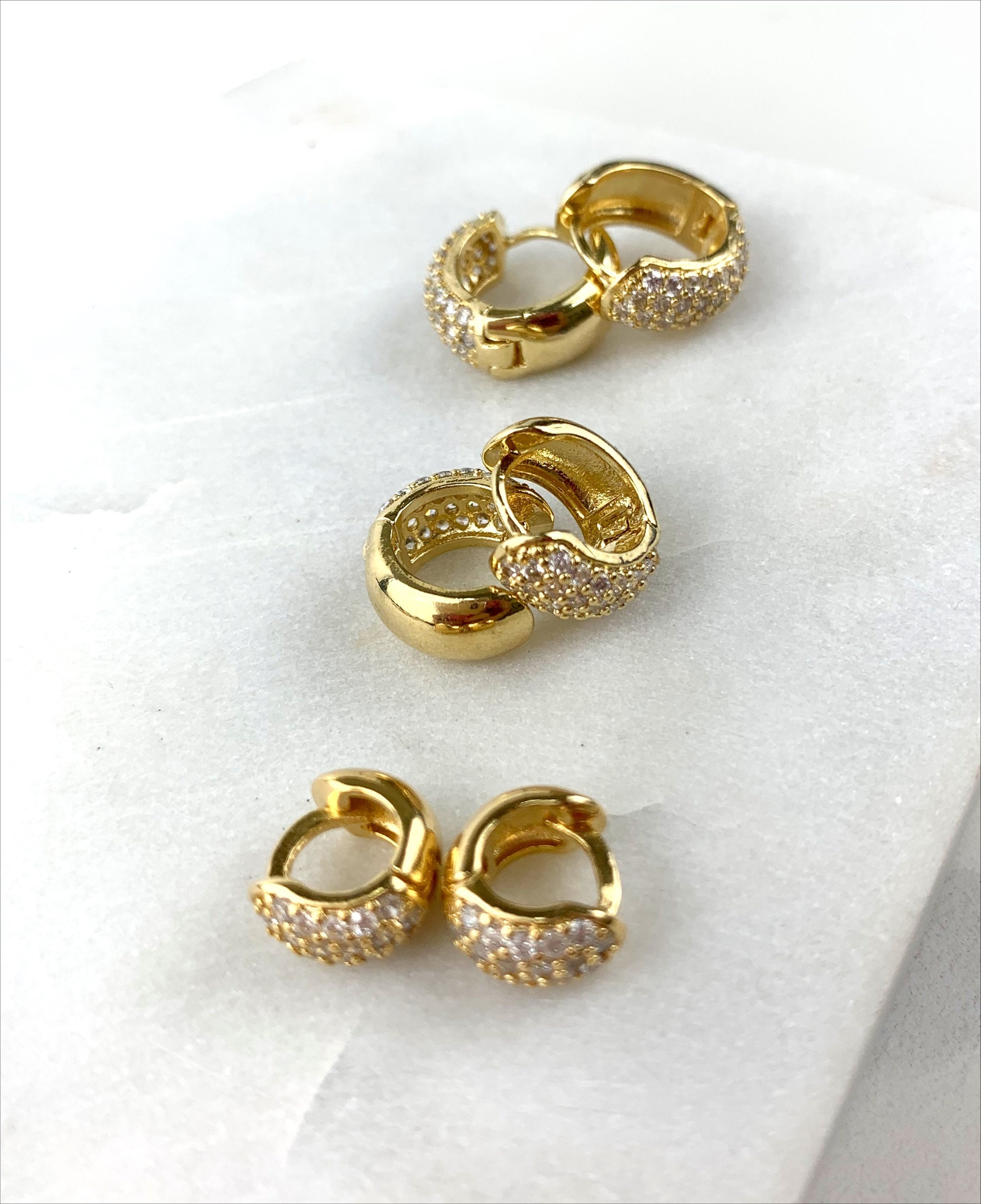 18k Gold Filled Cristal Genuine Huggie Earrings Wholesale Jewelry Supplies