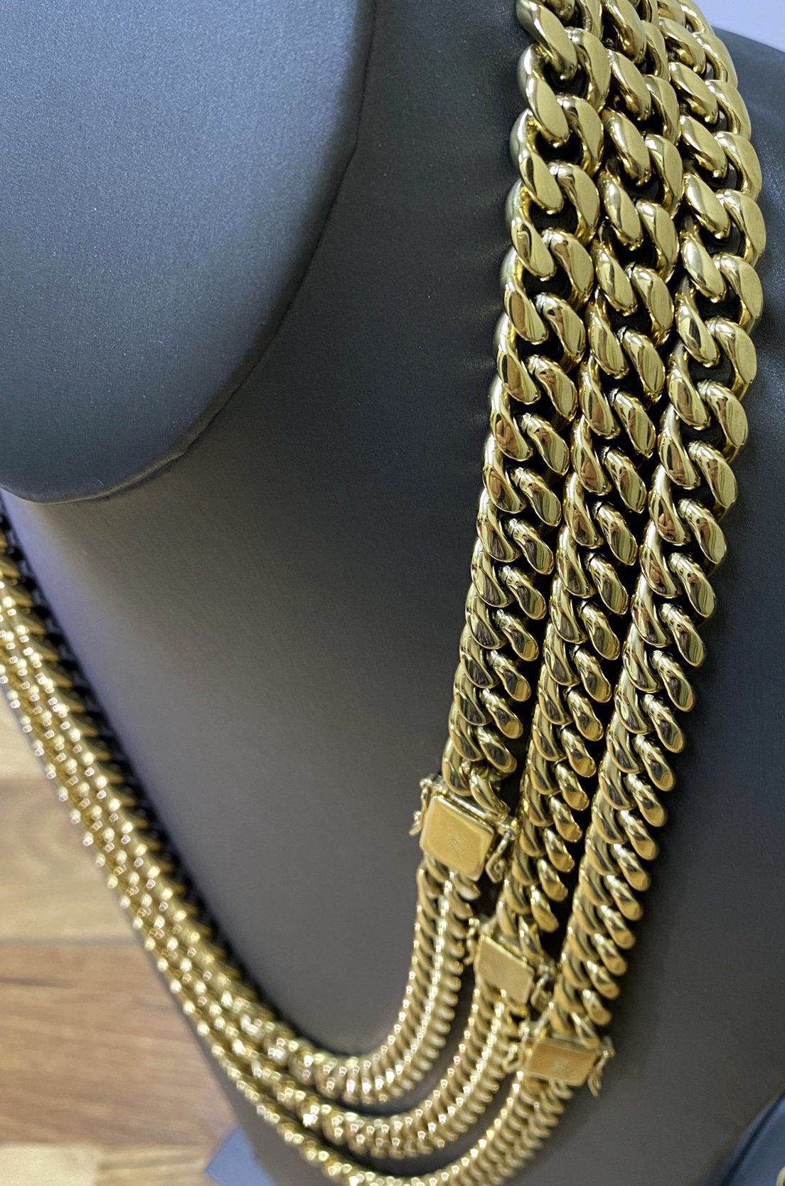 10mm Miami Cuban Chain 14k Gold Filled, Double Safety Lock Box, Chunky Curb Link Chain, Unisex Necklace, Wholesale Jewelry Supplies