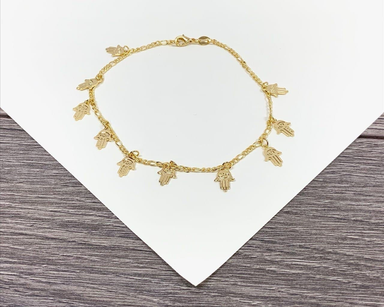 18k Gold Filled Fancy Hand Saint Anklet Wholesales Jewelry Supplies