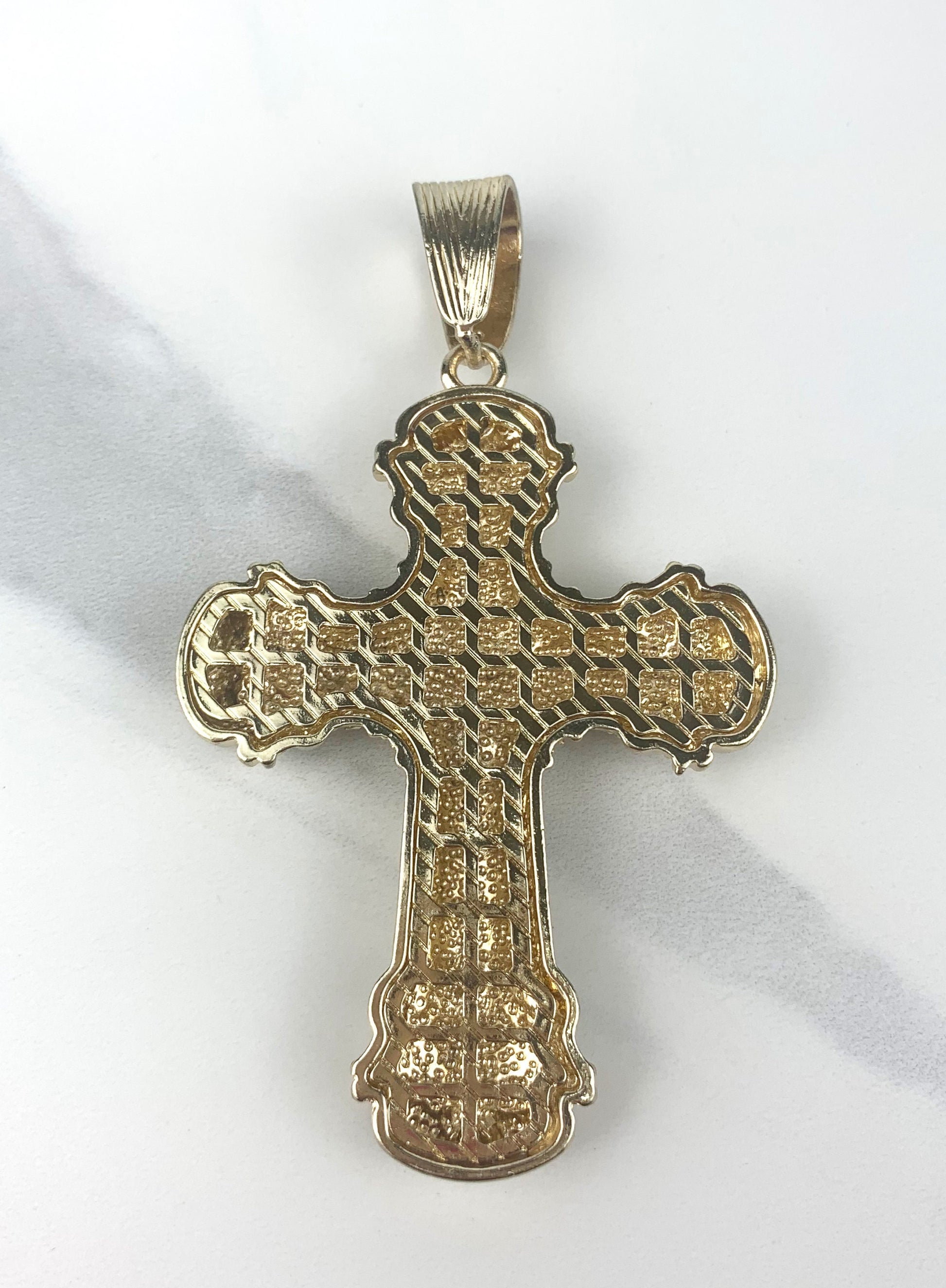 18k Gold Filled with Zirconia Fancy Cross Charms Wholesale Jewelry Supplies