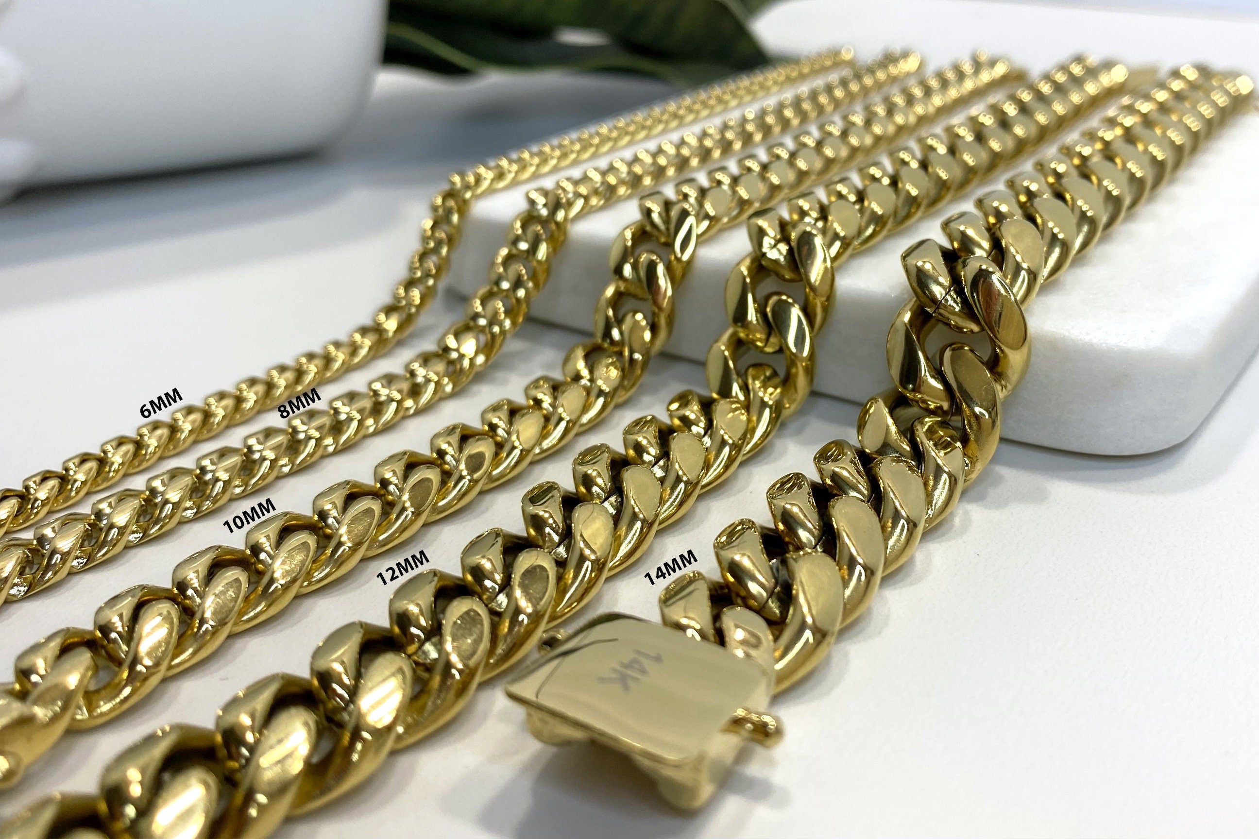 8mm cuban link chain deals solid gold