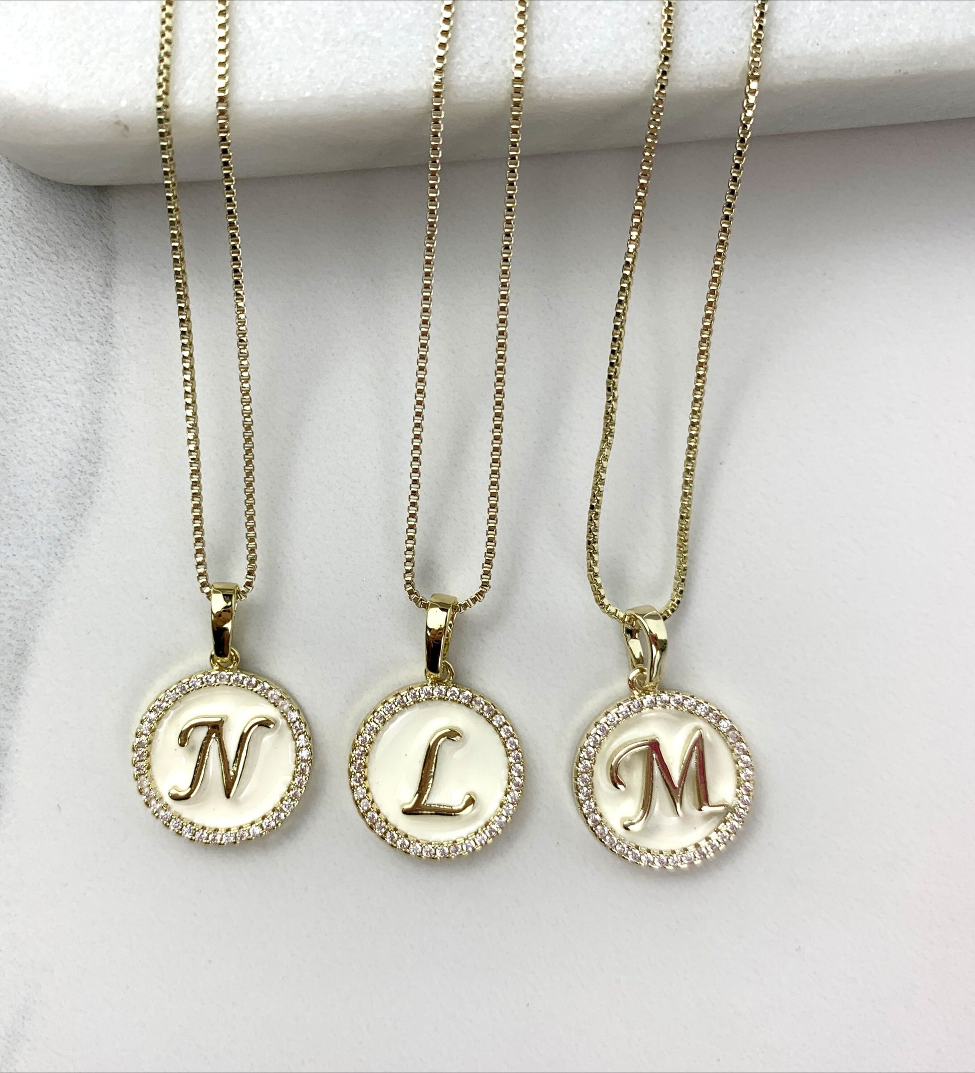 18k Gold Filled With Zirconia Initials Charms Fancy Necklace Wholesale Jewelry Supplies