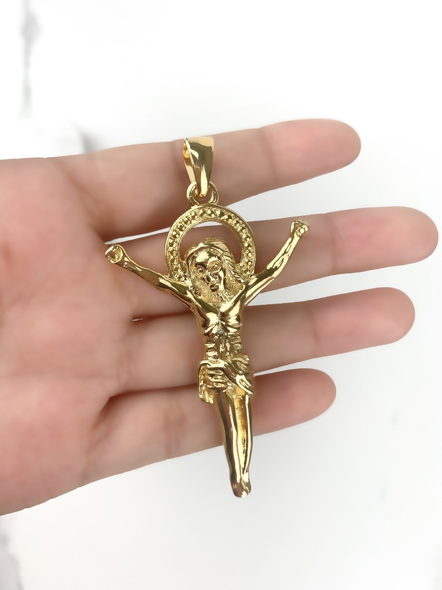 18k Gold Filled Floating Jesus Body Crucifix, Pendant Charms, Religious Jewelry, Wholesale Jewelry Making Supplies