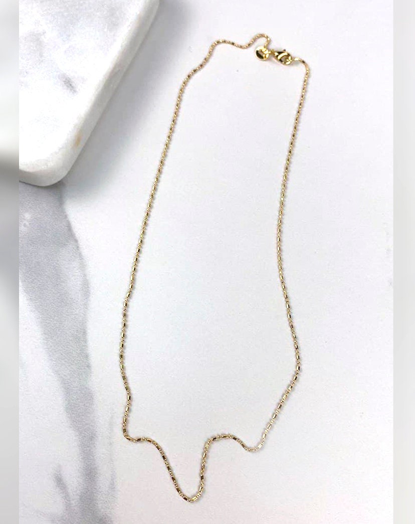 18k Gold Filled 1.5 mm Thickness Dash Dot Link Chain, Dainty Chain Necklace for Wholesale Jewelry Making Supplies