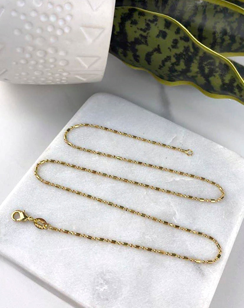 18k Gold Filled 1.5 mm Thickness Dash Dot Link Chain, Dainty Chain Necklace for Wholesale Jewelry Making Supplies
