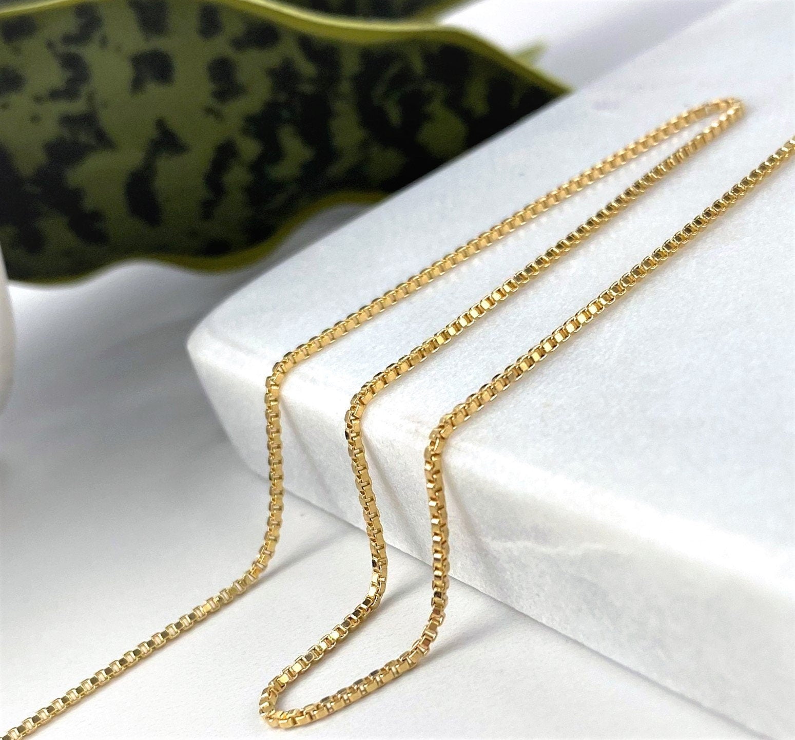 18k Gold Filled Fancy Box Chain 1mm, You May Add Extender Perfecting Your Size Wholesale Jewelry Making Supplies - Creative Styling Design