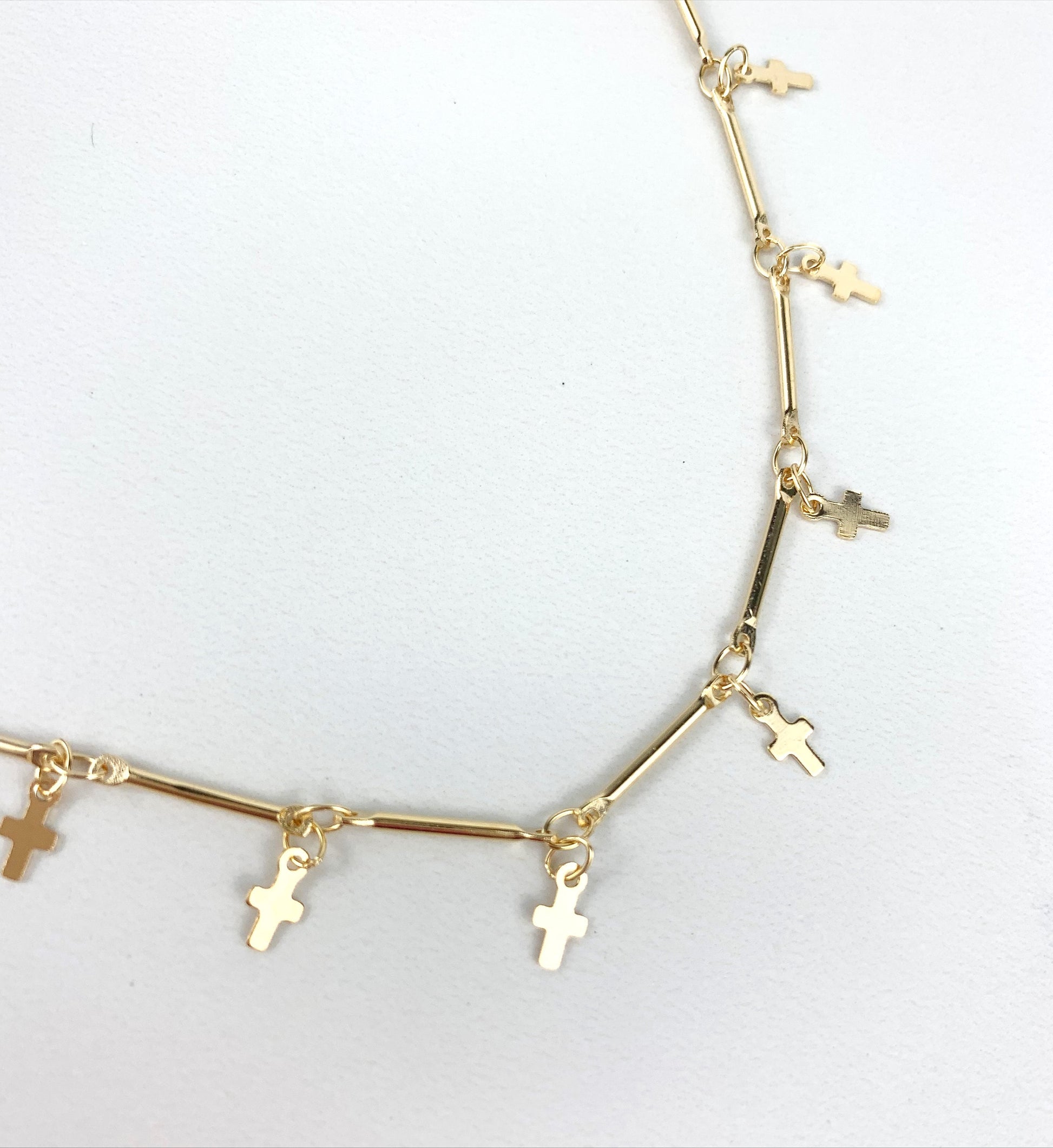 18k Gold Filled Fancy Crosses Charms Necklace Choker Wholesale Jewelry Supplies