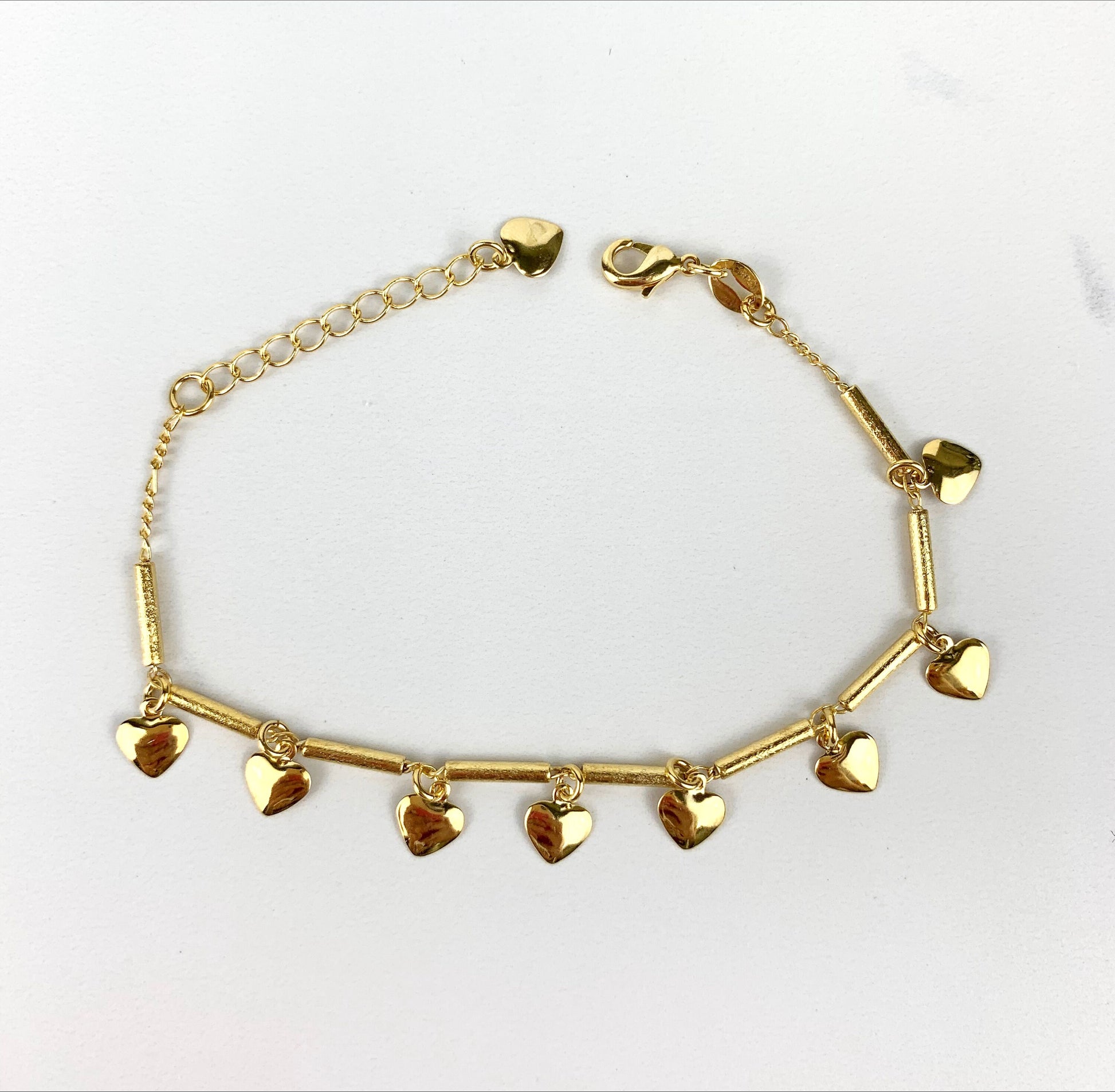 18k Gold Filled Fancy Bracelet and Choker with Tiny Hearts Charms Set Wholesale Jewelry Supplies