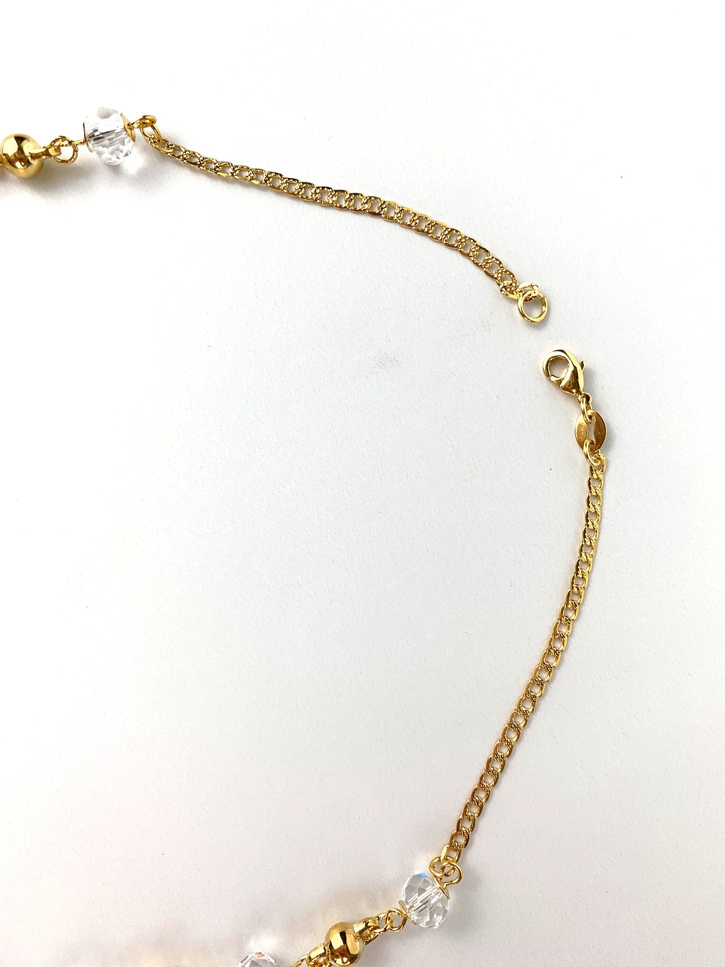 18k Gold Filled Curb Link Chain with Clear Beads and Gold Balls Linked Necklace For Wholesale and Jewelry Supplies
