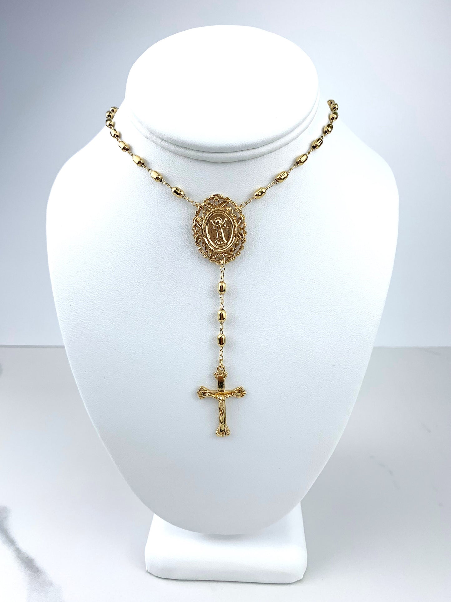 18k Gold Filled Beaded Chain Divine Child, Divino Nino Rosary Necklace, Religious Jewelry, Wholesale Jewelry Making Supplies