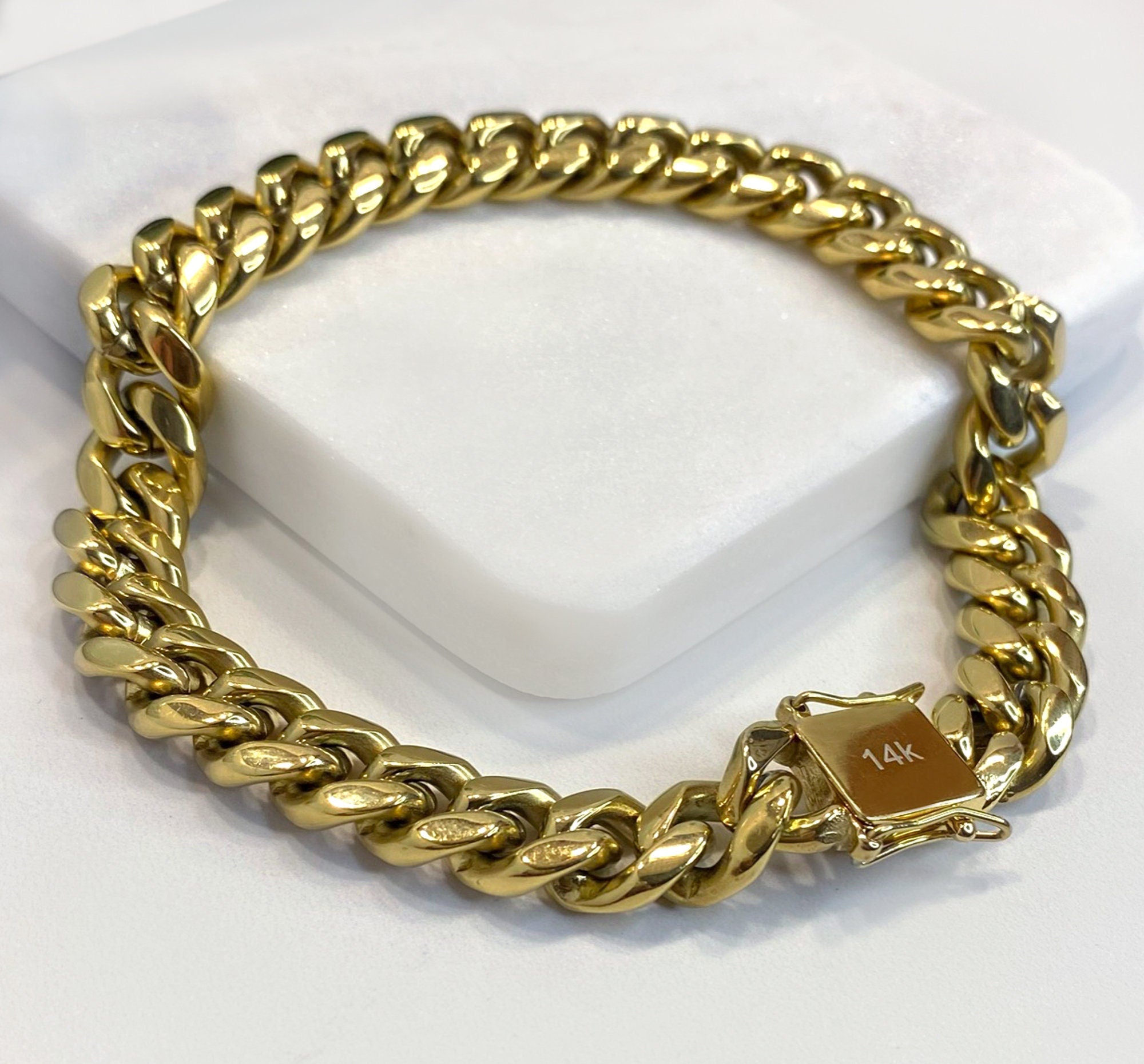 12mm Two-Row Cuban Link Bracelet, 14K Gold