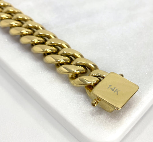 14mm Miami Cuban Chain in 14k Gold Filled, Double Safety Lock Box, Chunky Curb Link Chain, Unisex Necklace, Wholesale Jewelry Supplies