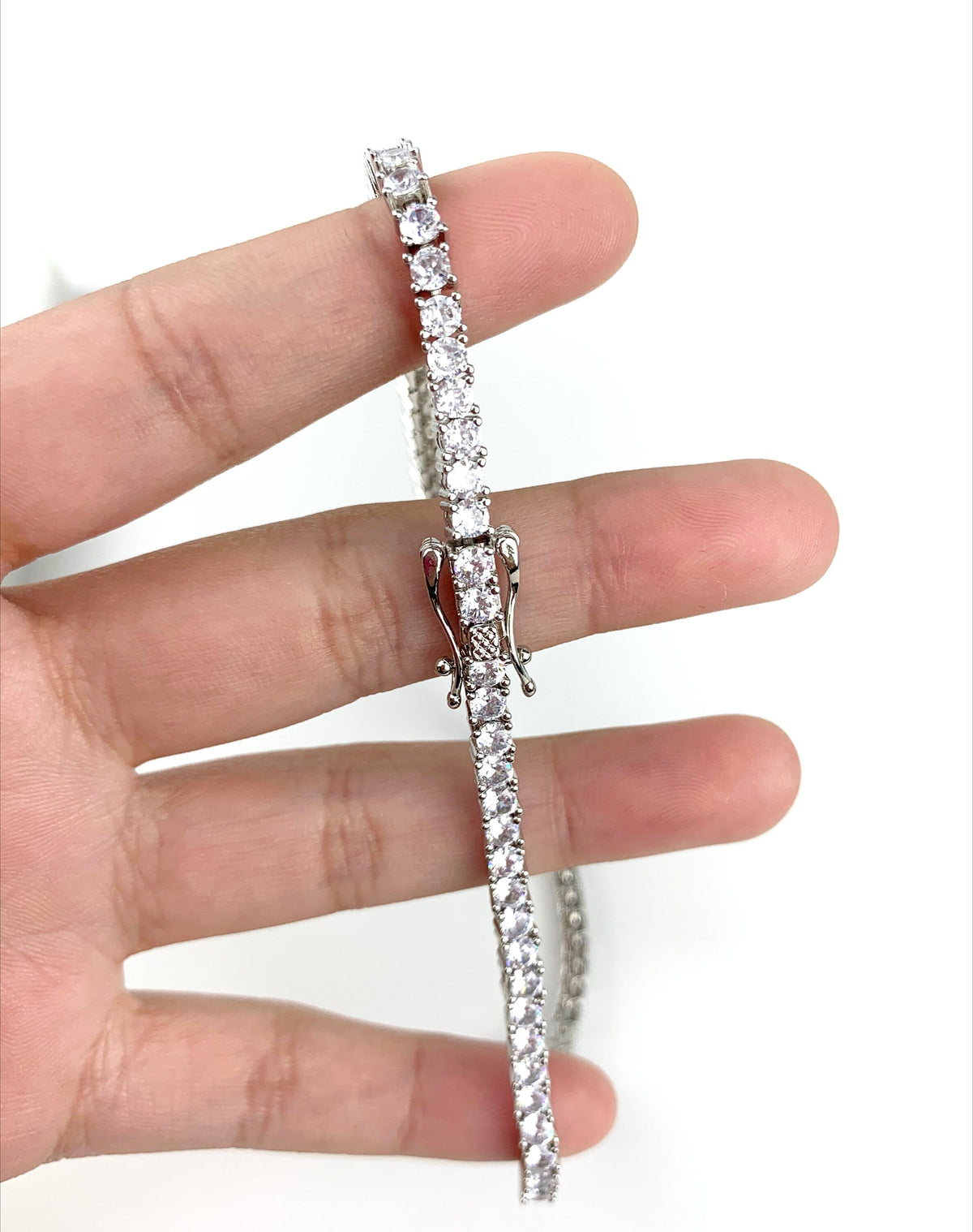 18k White Gold Filled with Zirconia White Silver Anklet For Wholesale and Jewelry Supplies