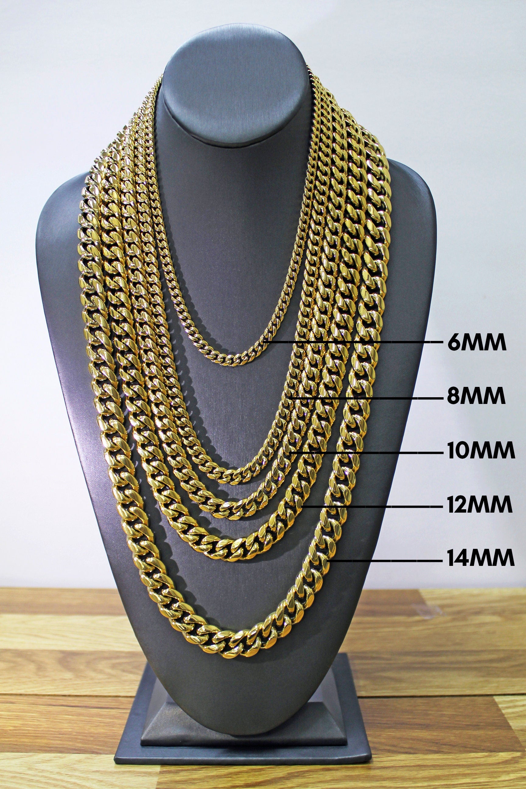 14k Gold Filled Miami Cuban Link Chain 6mm Thickness Featuring Double Safety Lock Box Clasp, Unisex Curb Link, Wholesale Jewelry Supplies