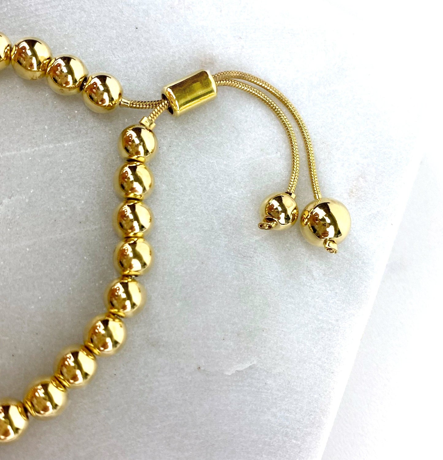 18k Gold Filled Ball with Heart Adjustable Bracelet For Wholesale and Jewelry Supplies