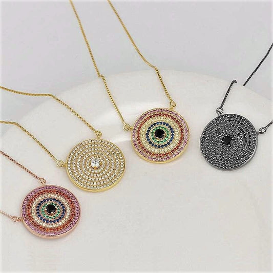 18k Gold Filled Fancy Turkish Eye with CZ Cubic Zirconia Necklace Wholesale Jewelry Supplies