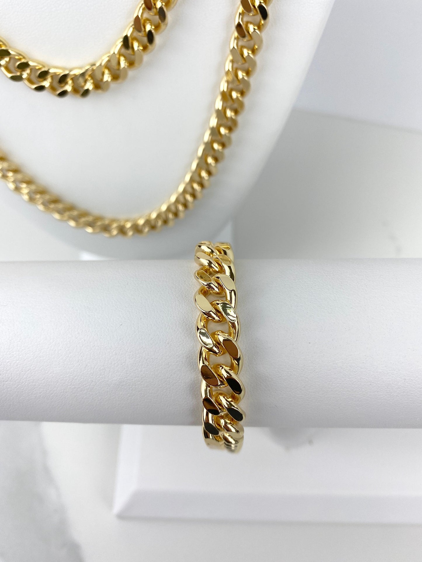 18k Gold Filled 9mm Miami Cuban Link Chain or Bracelet, Unisex Curb Link Chain, Lobster Claw, Wholesale Jewelry Making Supplies