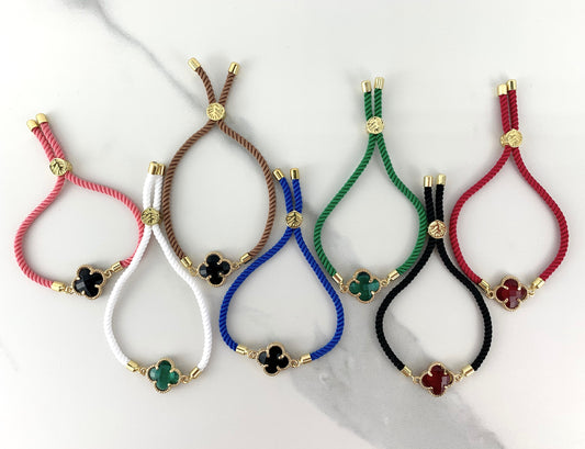 Handmade Bracelet Fancy 7 colors Crustal Leaf Clover Charm Woman Wholesale Jewelry Supplies