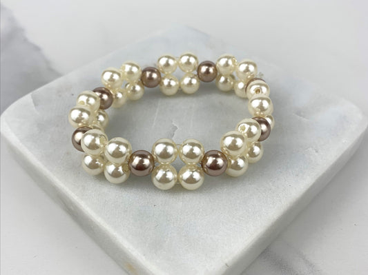 18k Gold Filled White And Pink Pearls Bracelet Wholesale Jewelry Supplies