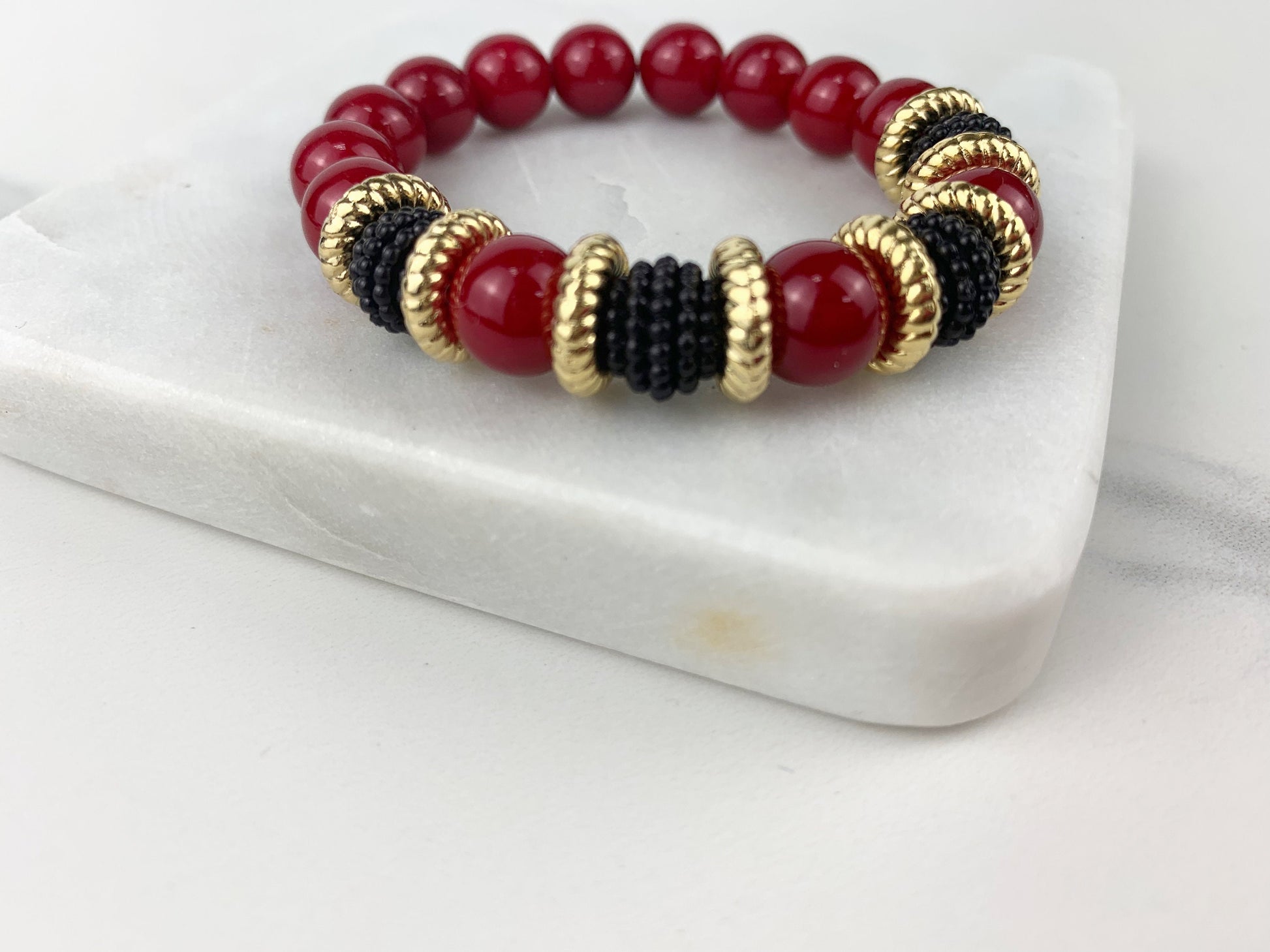 Red and Black Simulated Pearl Gold Filled Bracelet Wholesale Jewelry  Supplies