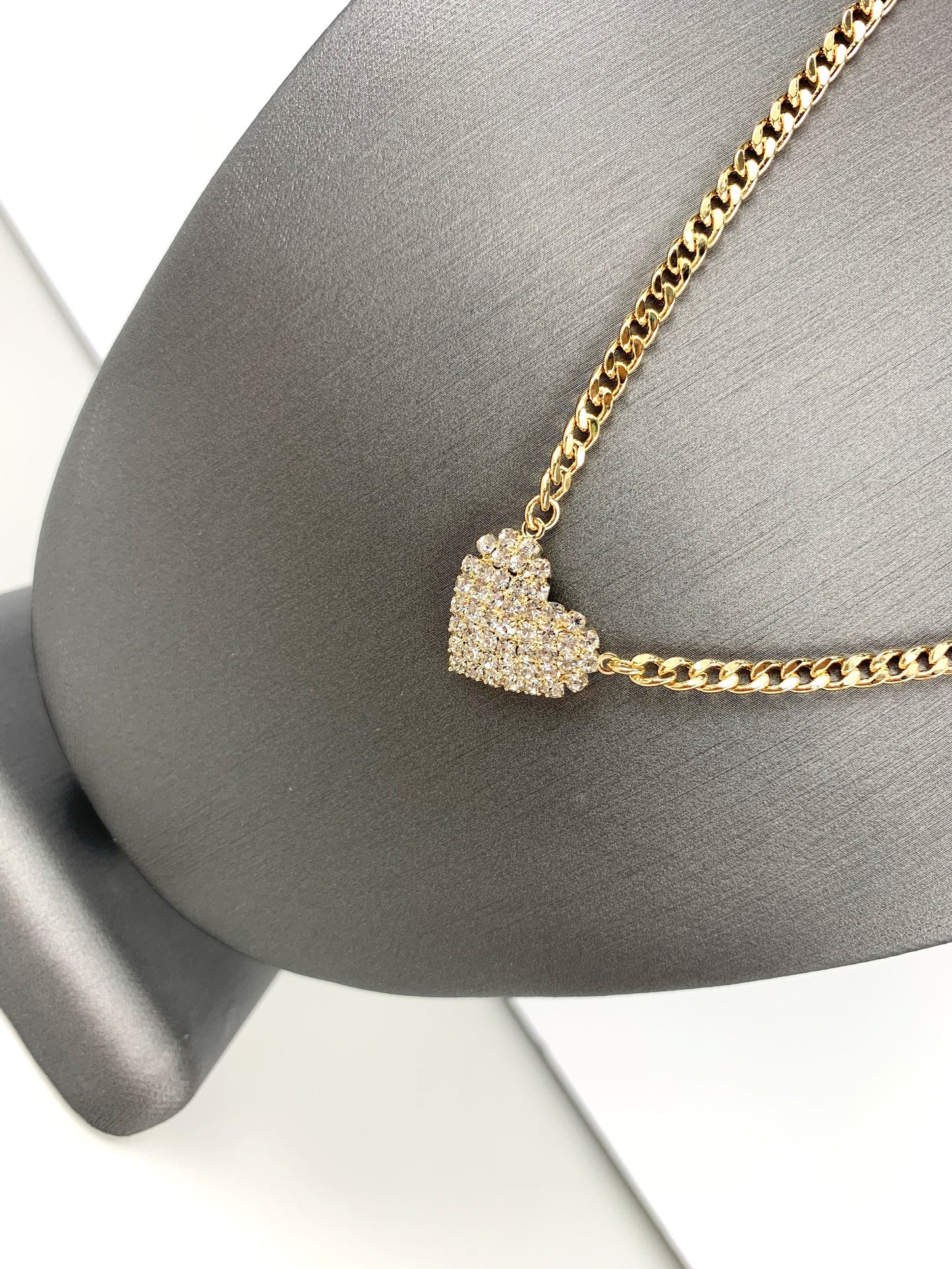 18k Gold Filled with CZ Cubic Zirconia Heart Chain Fancy Necklace Wholesale Jewelry Supplies