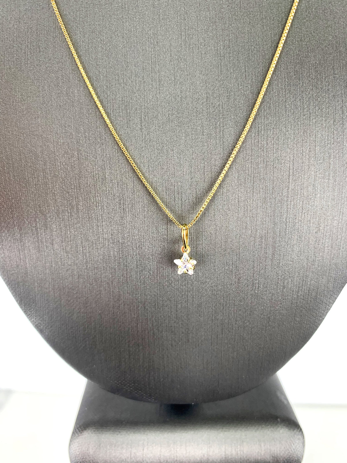 18k Gold Filled 1mm Box Chain with Pettie Clear Cubic Zirconia Star Shape Design Charm & Earrings Set, Wholesale Jewelry Making Supplies