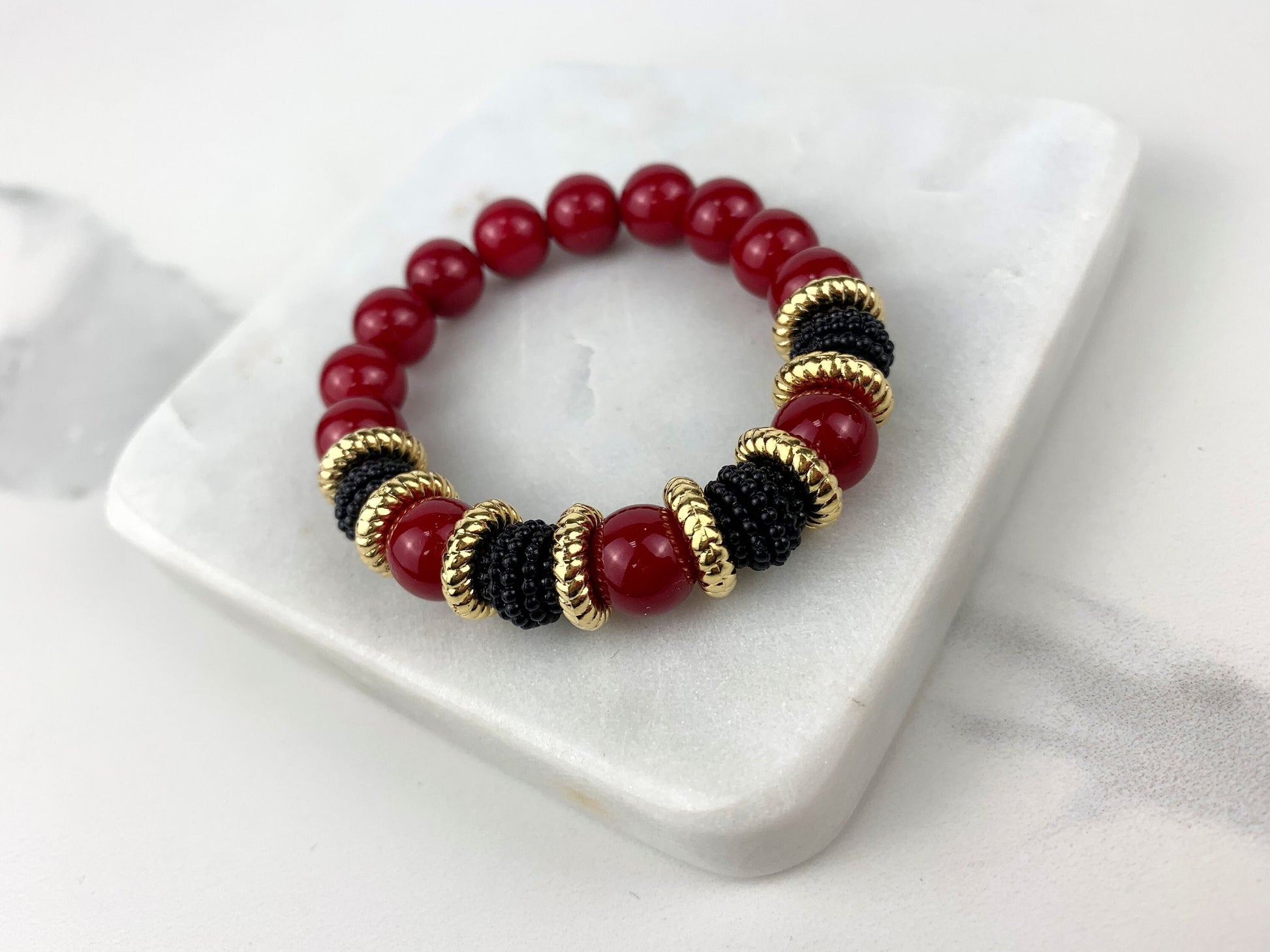 Red and Black Simulated Pearl Gold Filled Bracelet Wholesale Jewelry  Supplies