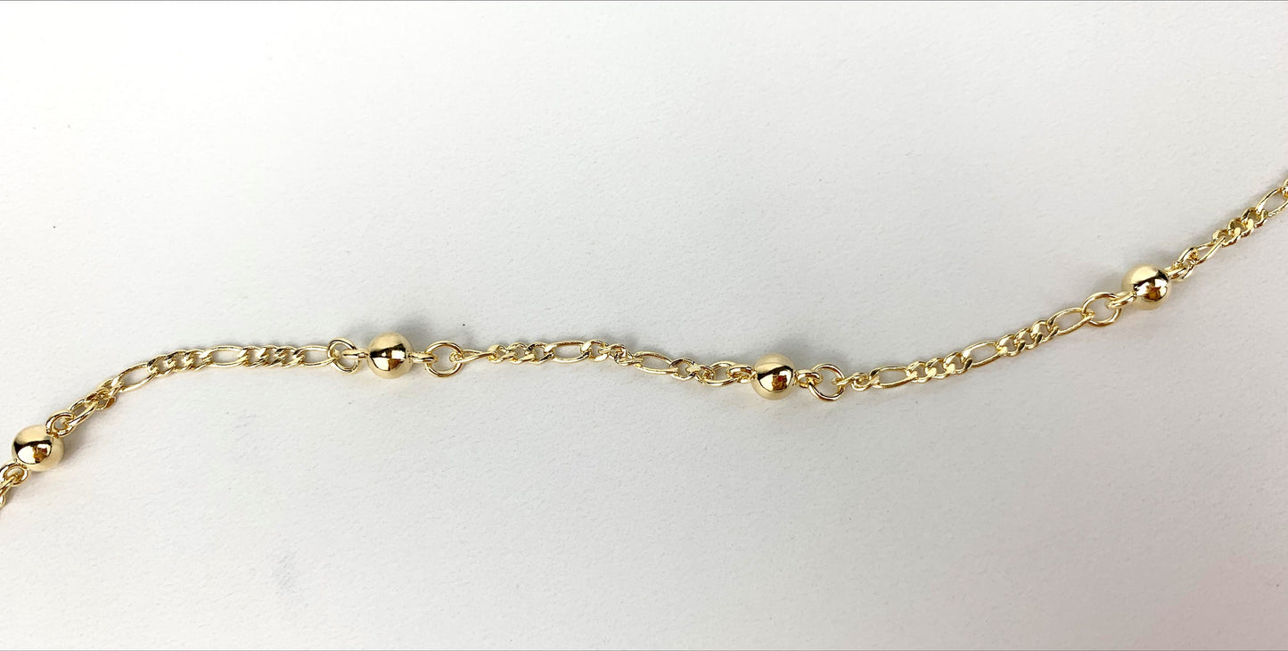 18k Gold Filled  Mariner Link Chain Balls 12 inches Anklet Wholesale Jewelry Supplies