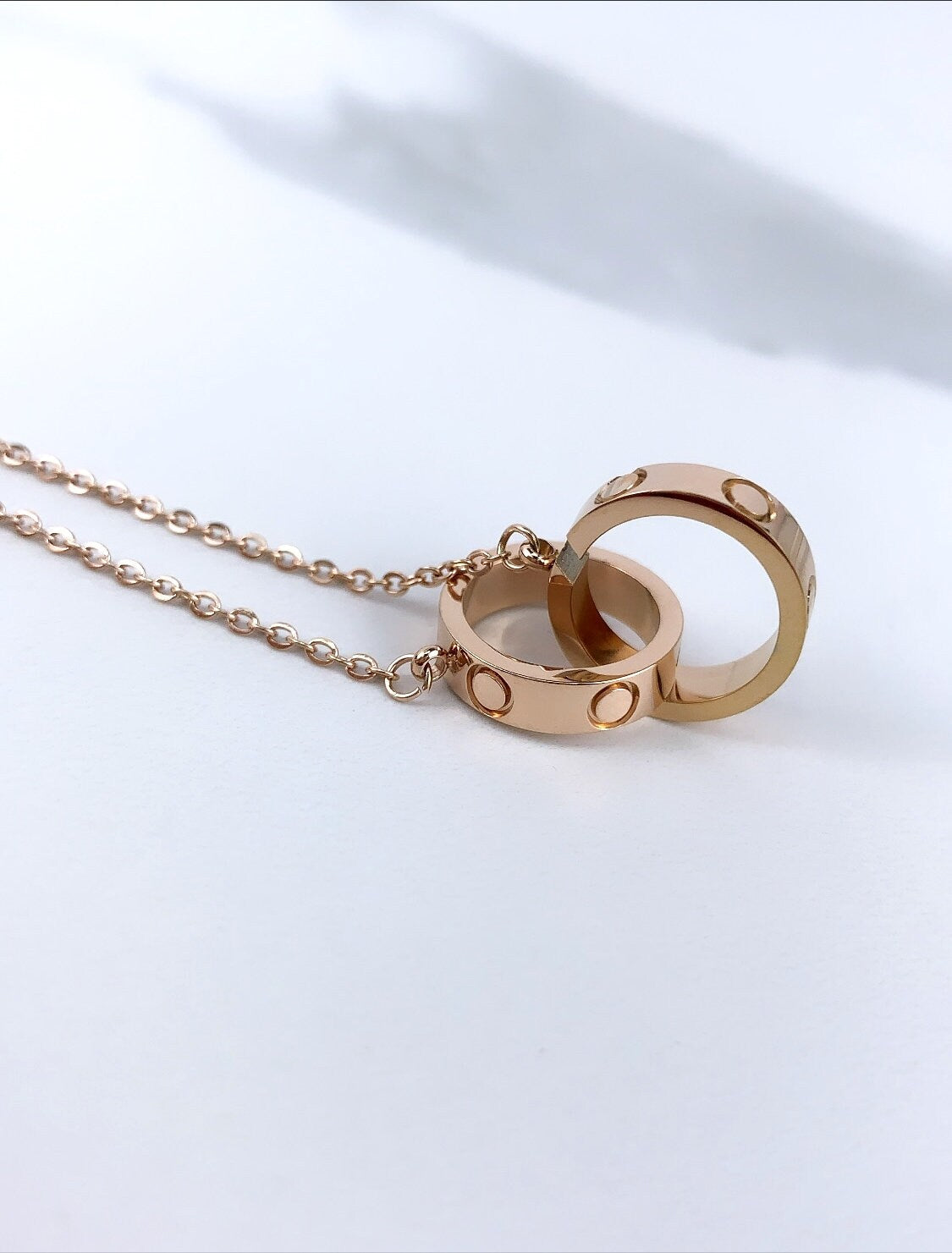 18k Rose Gold Filled Trendy, Hoops Ring Charm, Necklace ,Wholesale Jewelry Supplies