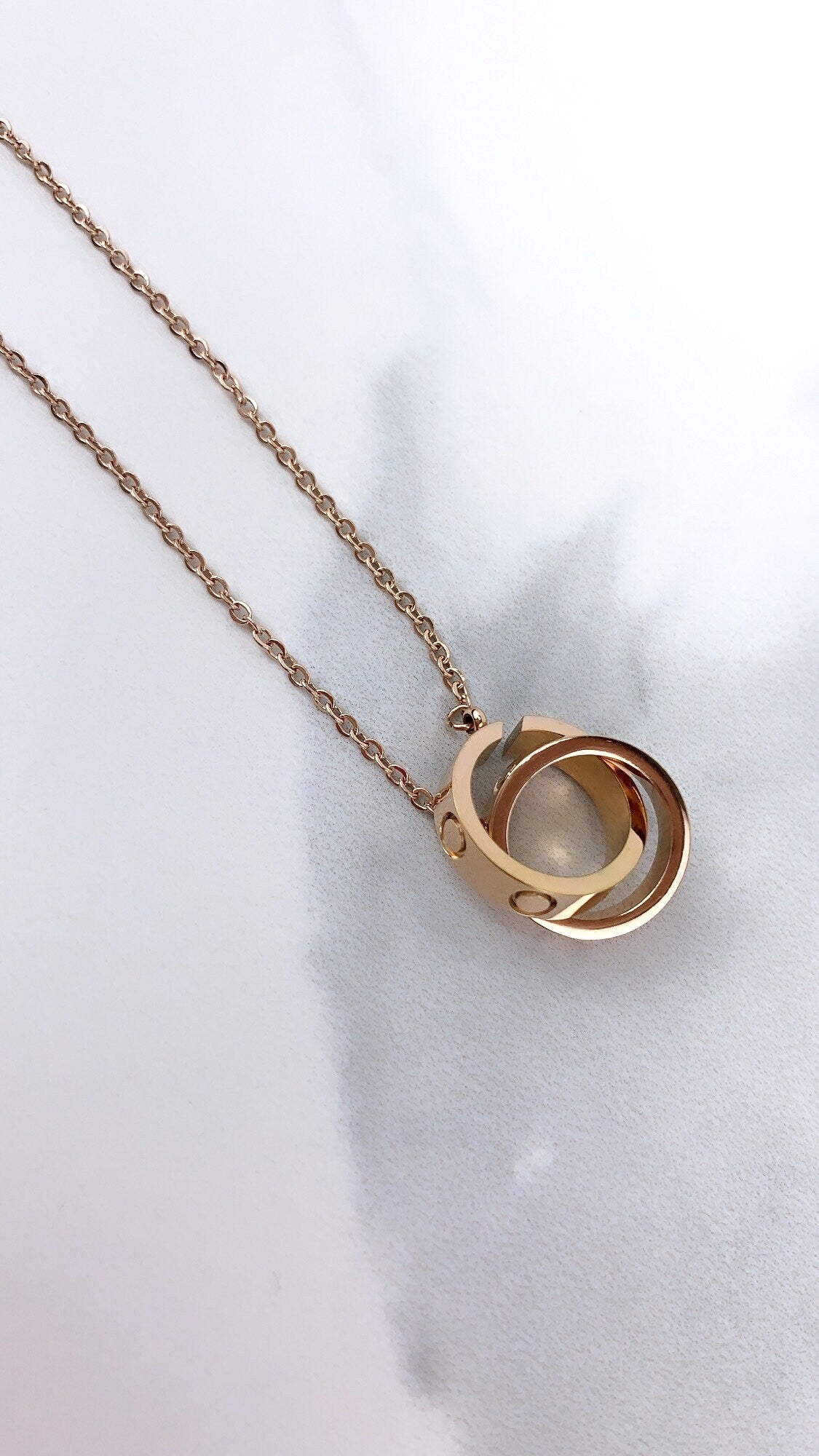 18k Rose Gold Filled Trendy, Hoops Ring Charm, Necklace ,Wholesale Jewelry Supplies